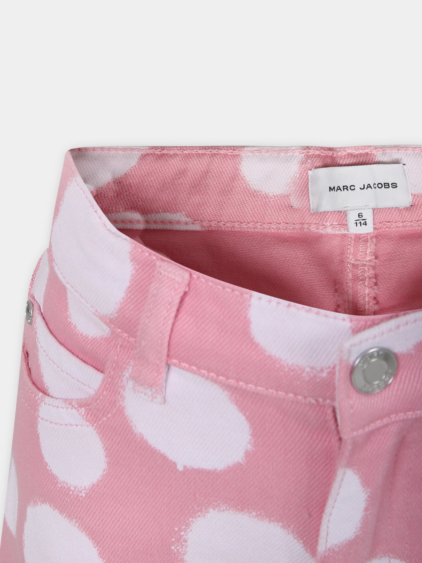 Shorts rosa per bambina con pois all-over,Little Marc Jacobs,W60101 45T