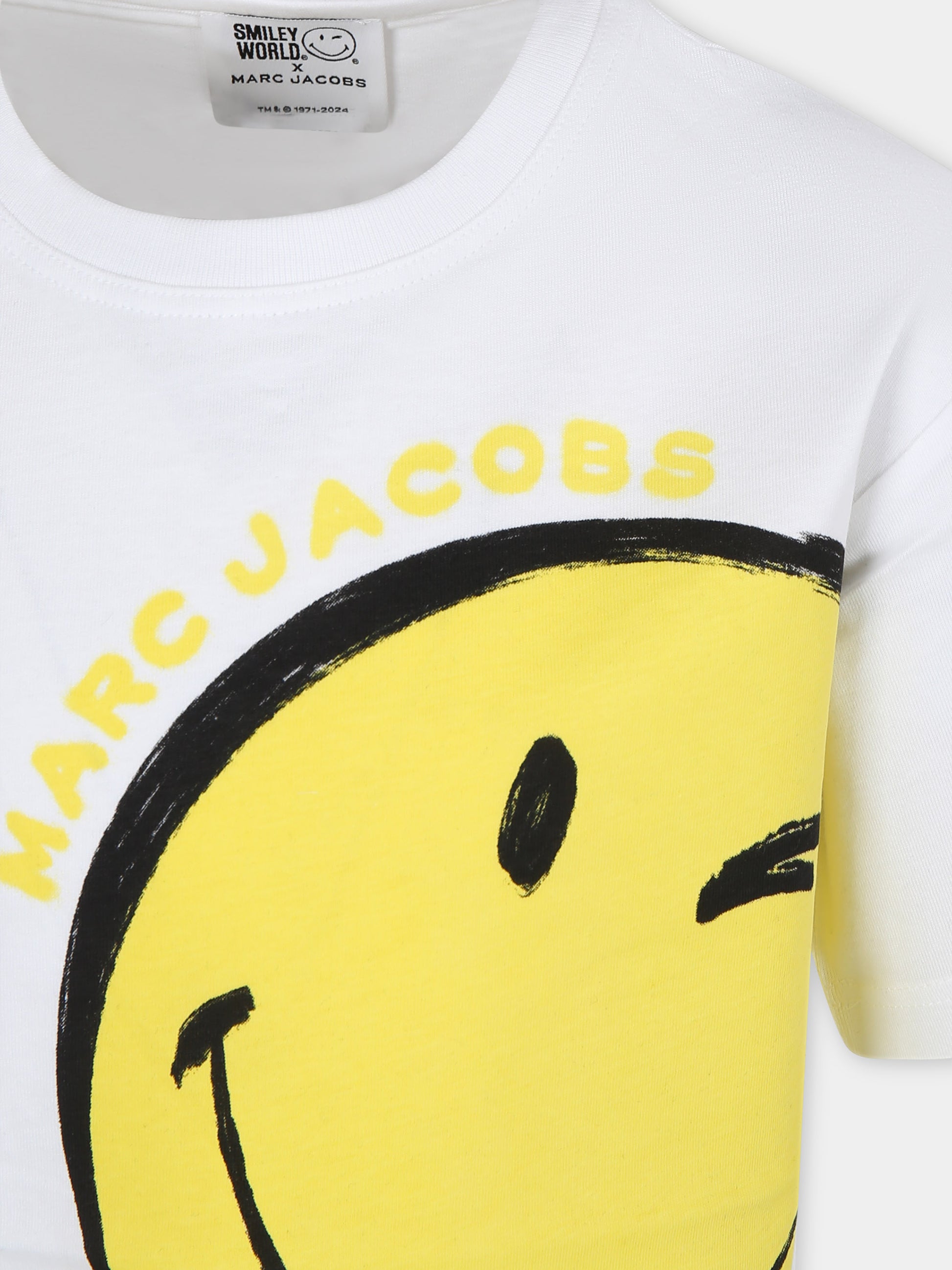T-shirt bianca per bambino con smile e logo,Marc Jacobs,W60040 10P