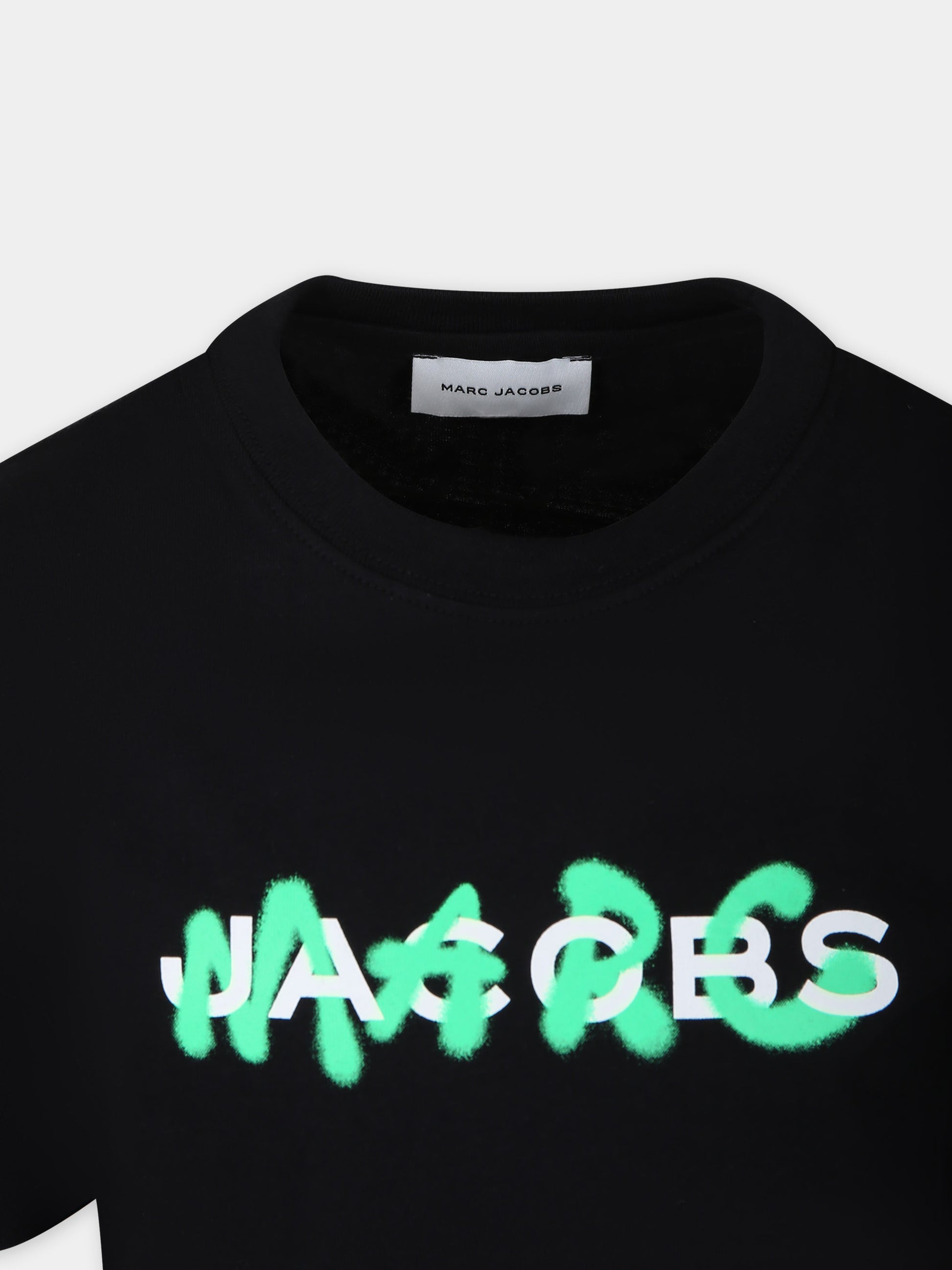 T-shirt nera per bambini con logo,Little Marc Jacobs,W60212 09B