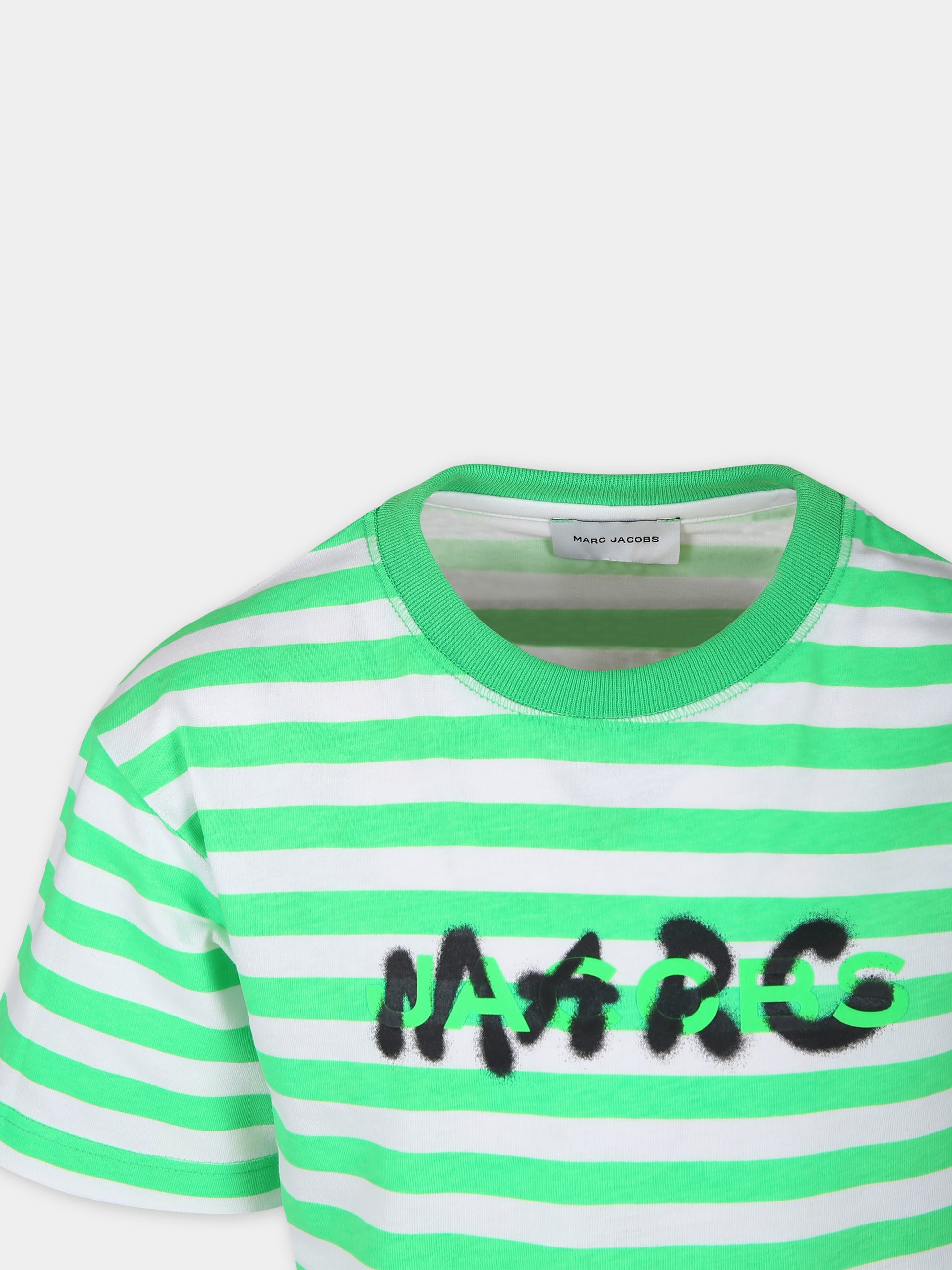 T-shirt verde per bambini con logo,Little Marc Jacobs,W60217 68G