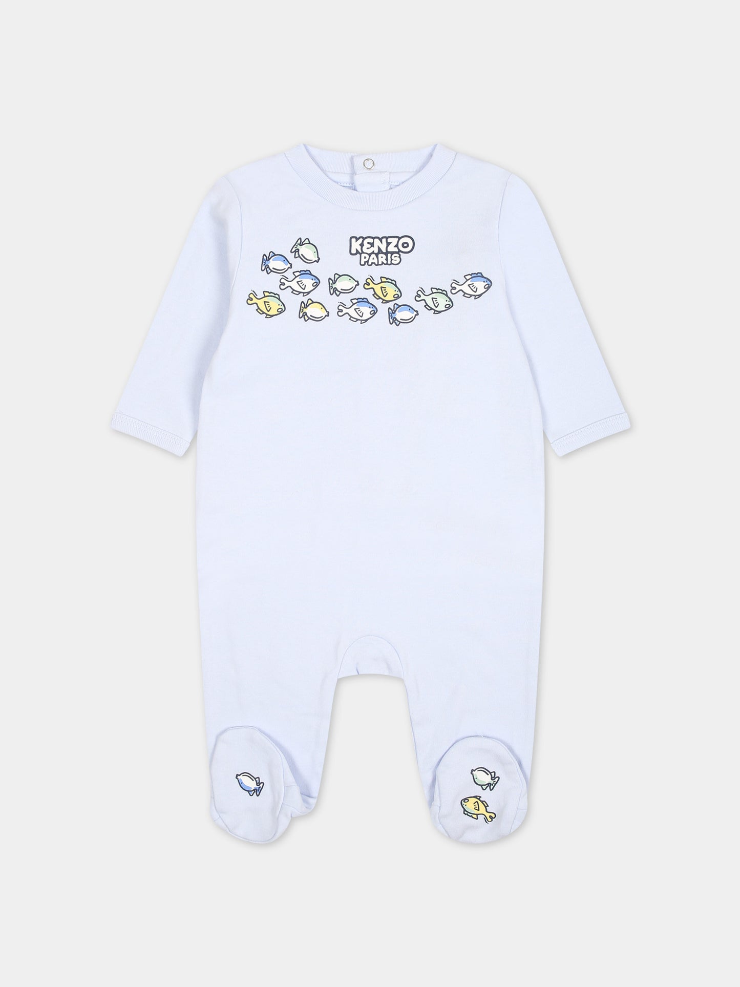 Tutina celeste per neonato con stampe,Kenzo Kids,K60071 771