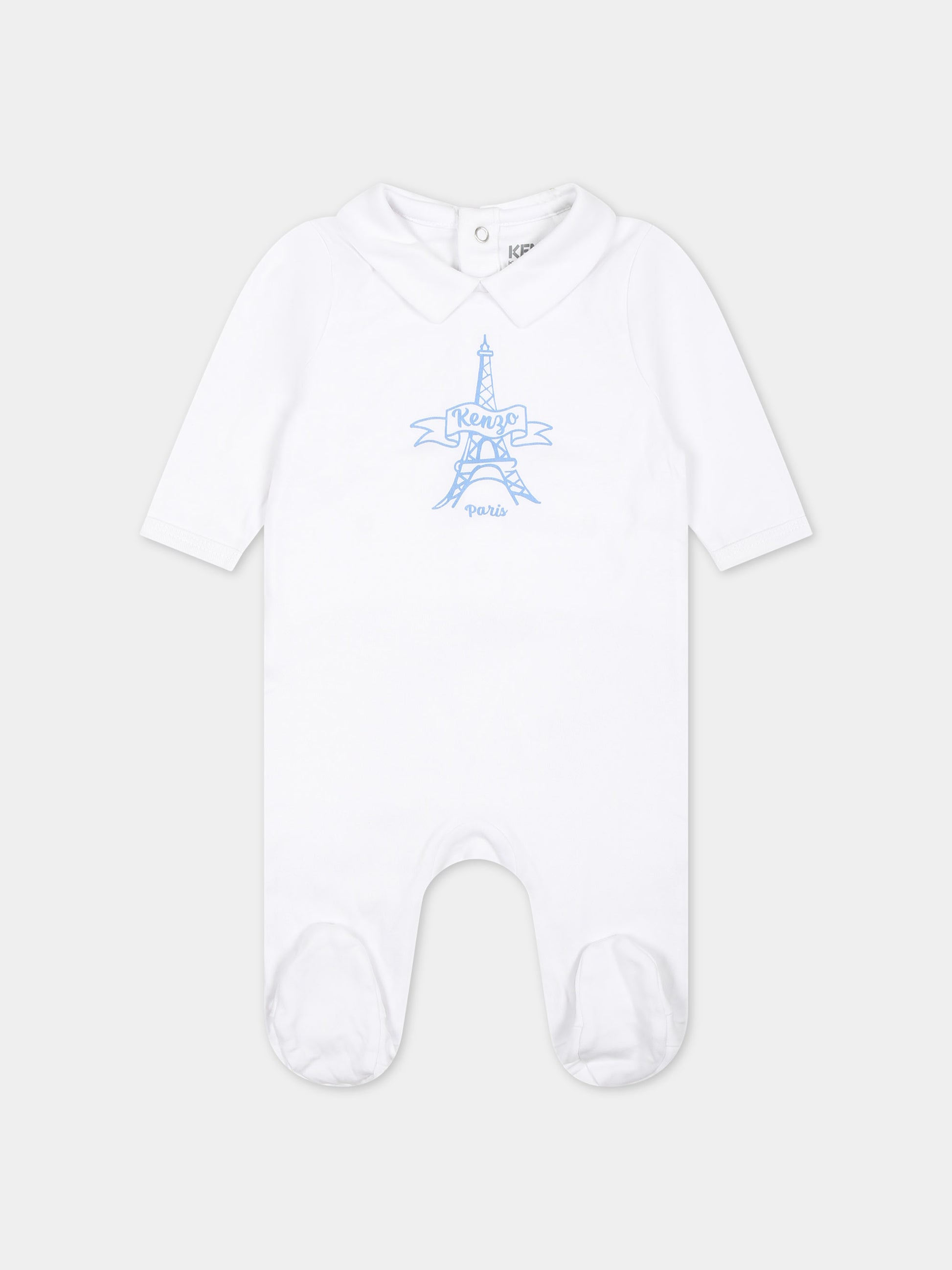 Set celeste per neonato con Tour Eiffel e logo,Kenzo Kids,K60074 771