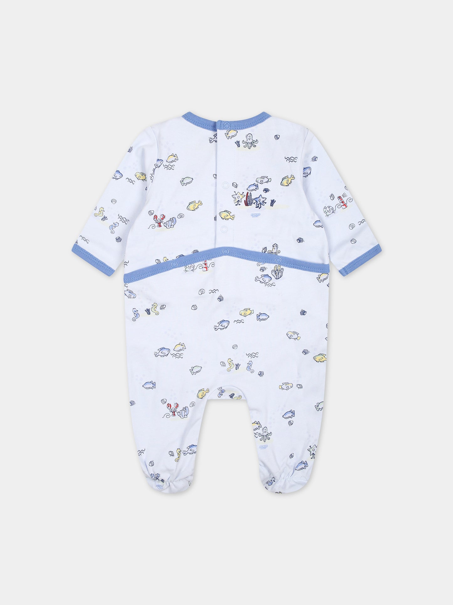 Set celeste per neonato con stampa e logo,Kenzo Kids,K60067 771