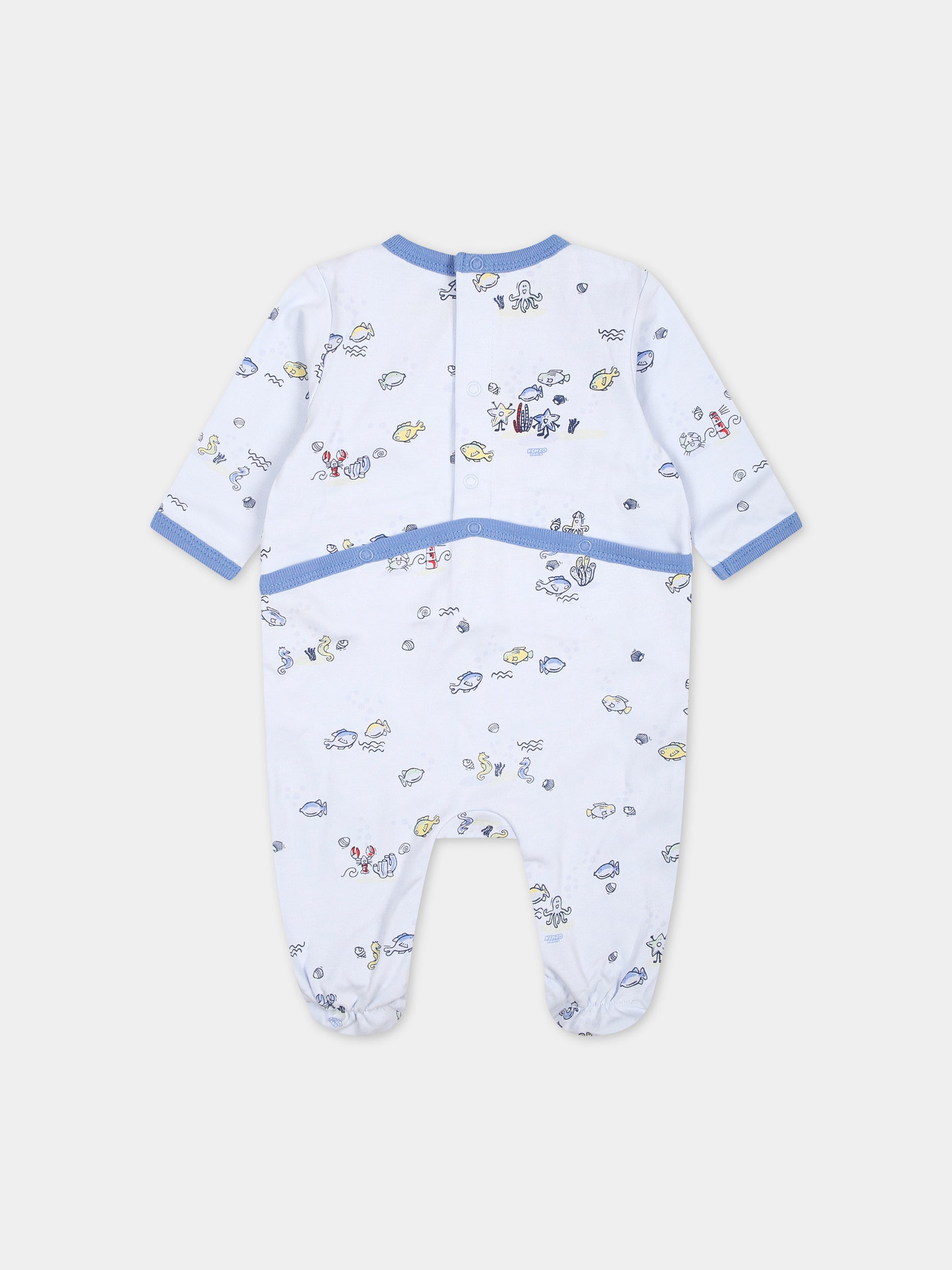 Set celeste per neonato con stampa e logo,Kenzo Kids,K60067 771