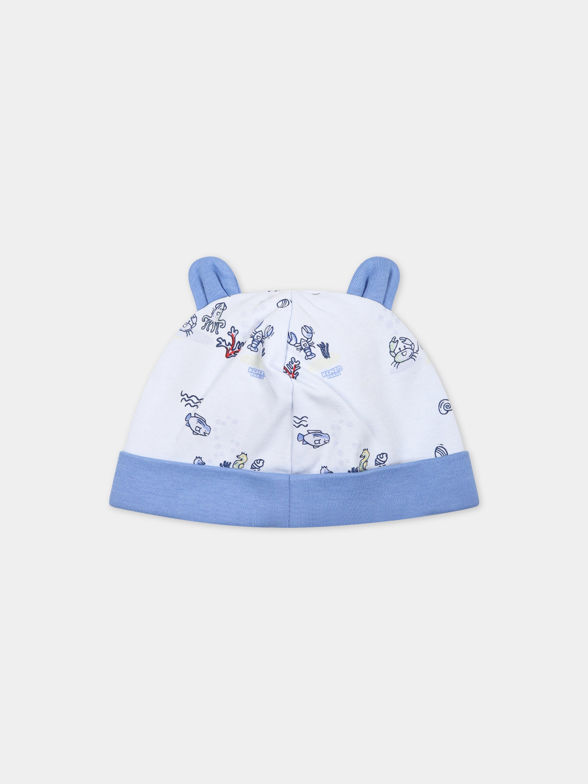 Set celeste per neonato con stampa e logo,Kenzo Kids,K60067 771
