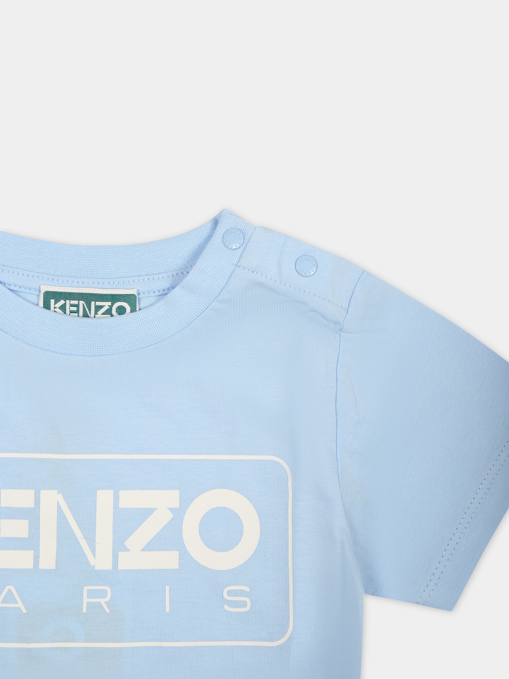 T-shirt celeste per neonato con logo,Kenzo Kids,K60161 79H