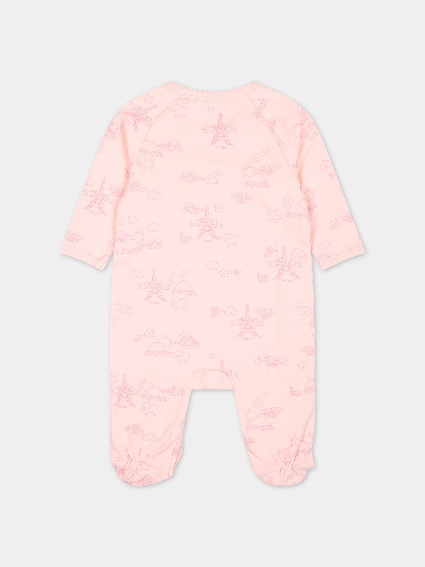 Set rosa per neonata con Tour Eiffel e logo,Kenzo Kids,K60074 46T