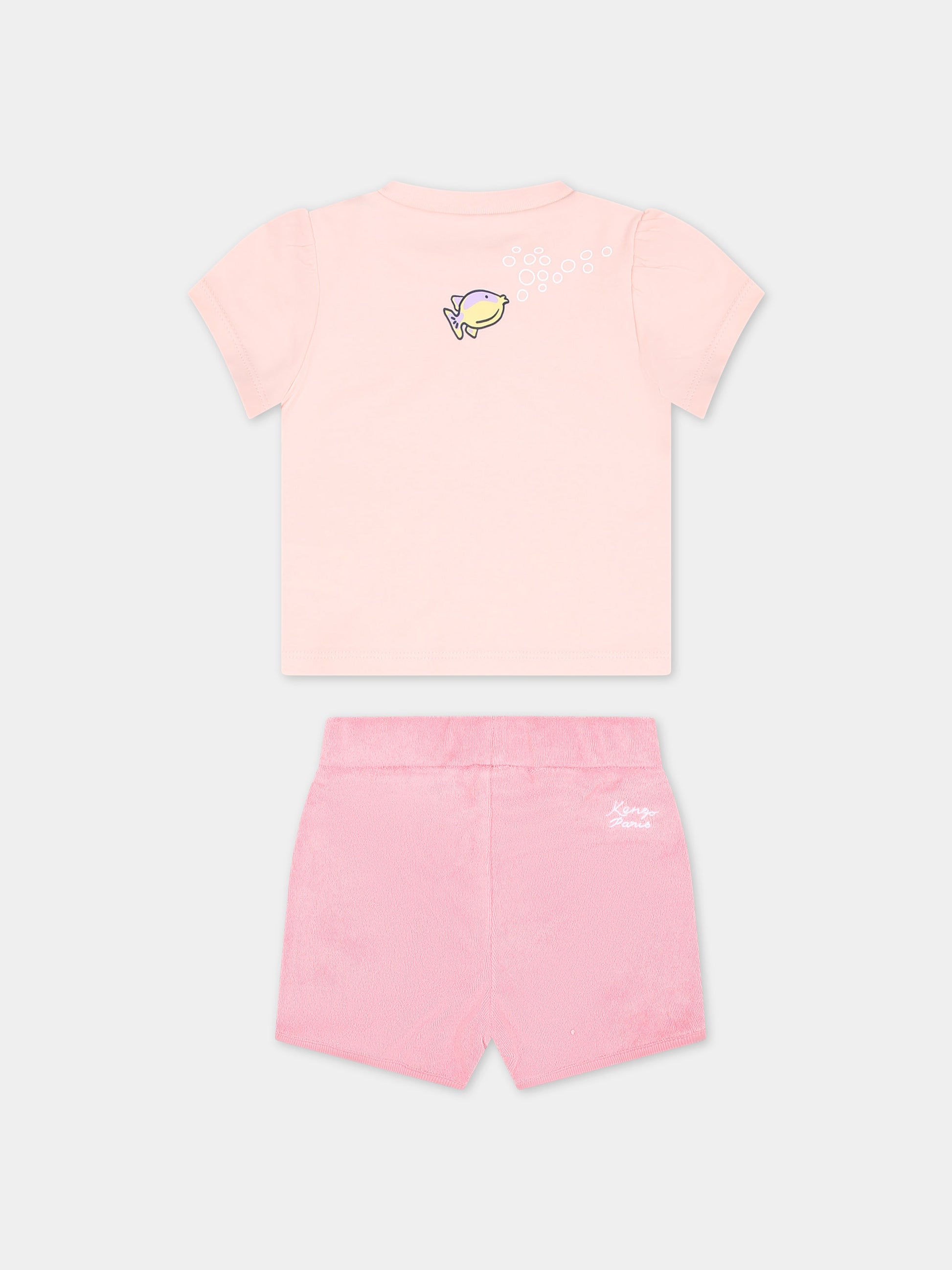 Completo sportivo rosa per neonata con stampa,Kenzo Kids,K60048 46T