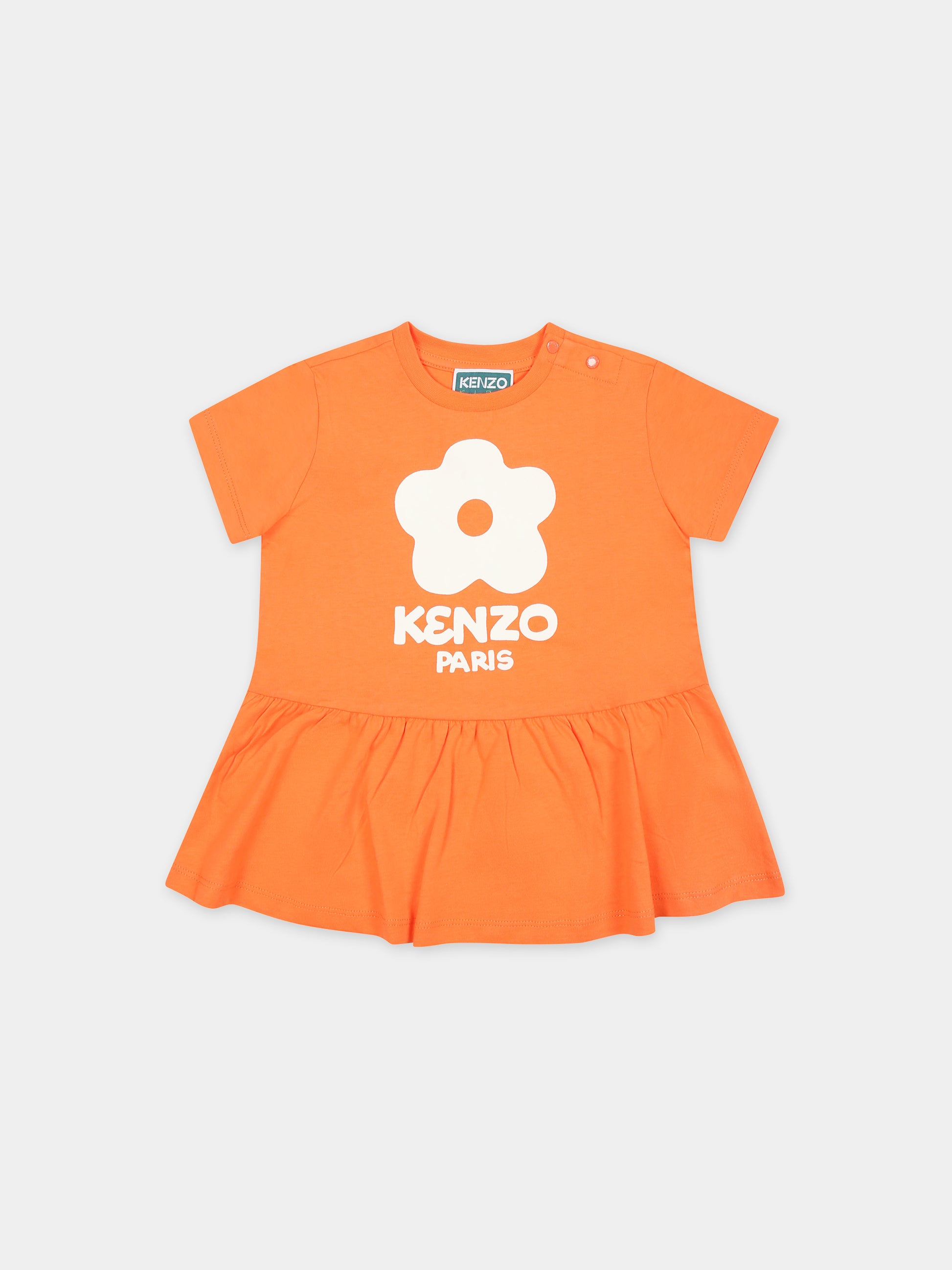 Vestito casual arancione per neonata con Boke Flower,Kenzo Kids,K60115 98F