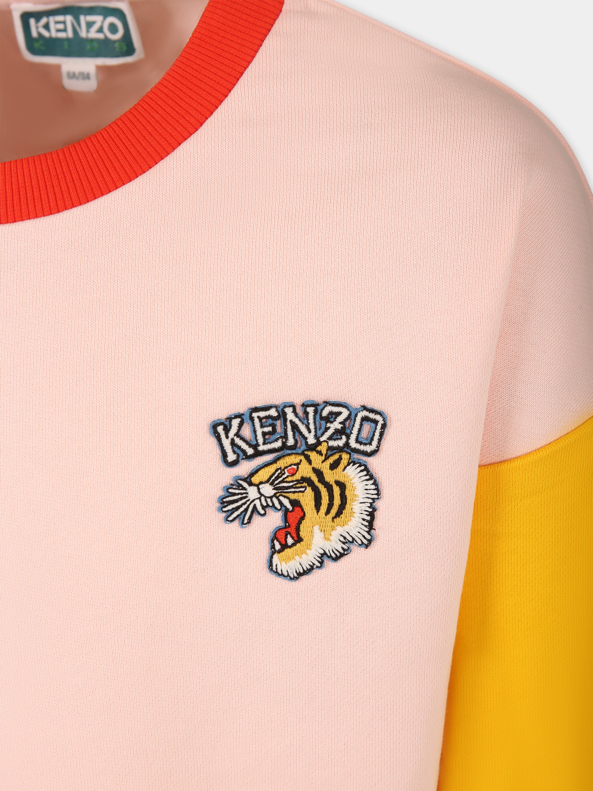 Felpa multicolor per bambina con iconica tigre e logo,Kenzo Kids,K60241 46T