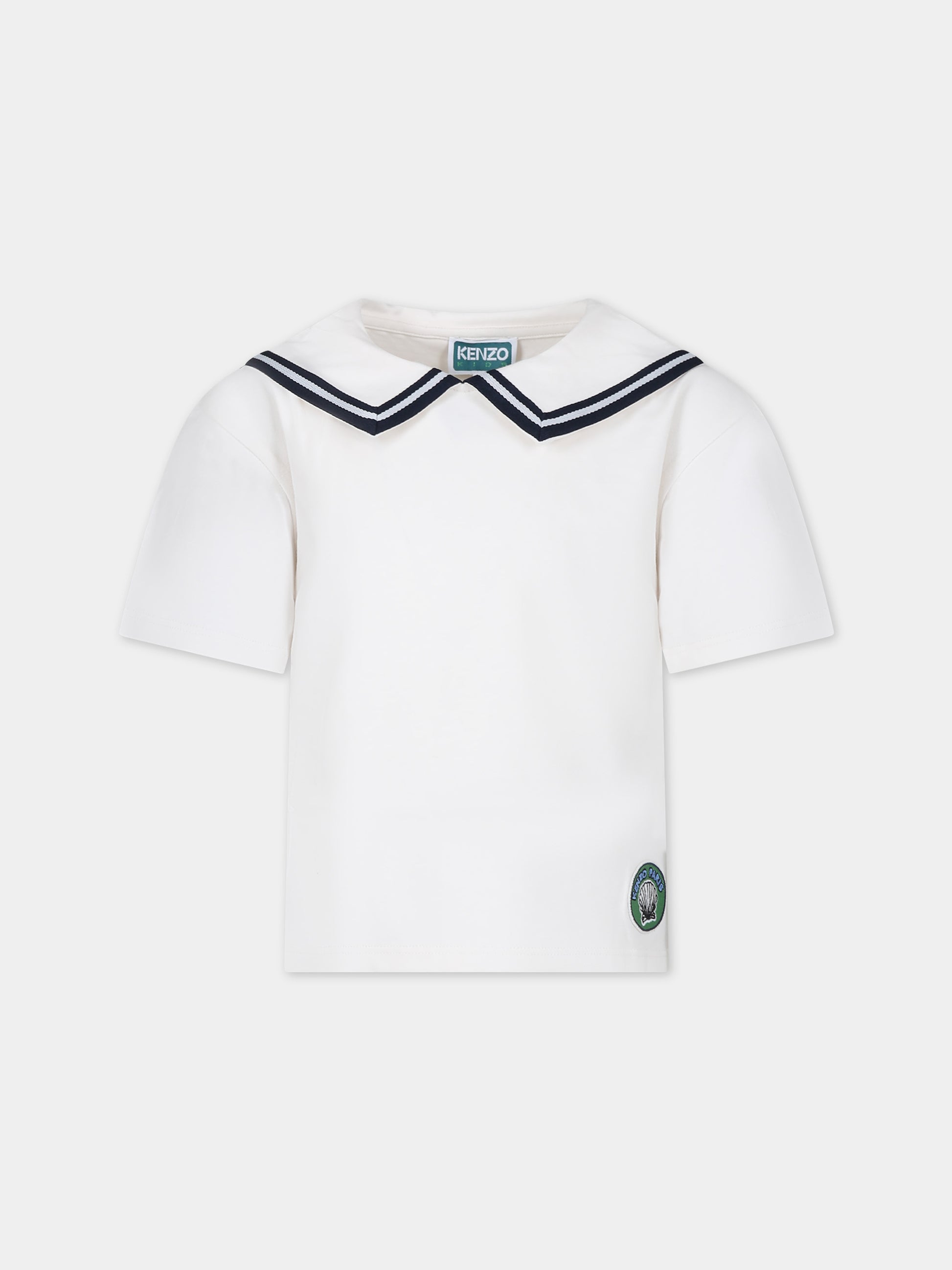 T-shirt avorio per bambino con patch logato,Kenzo Kids,K60267 121