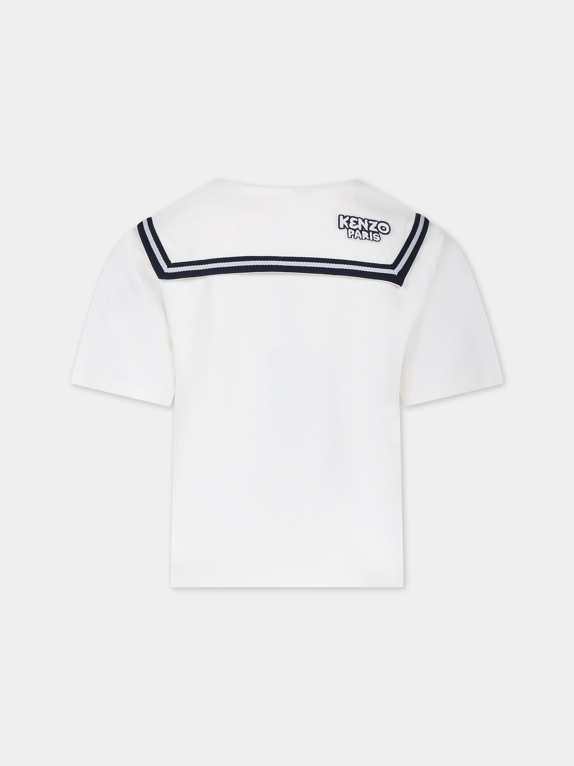 T-shirt avorio per bambino con patch logato,Kenzo Kids,K60267 121