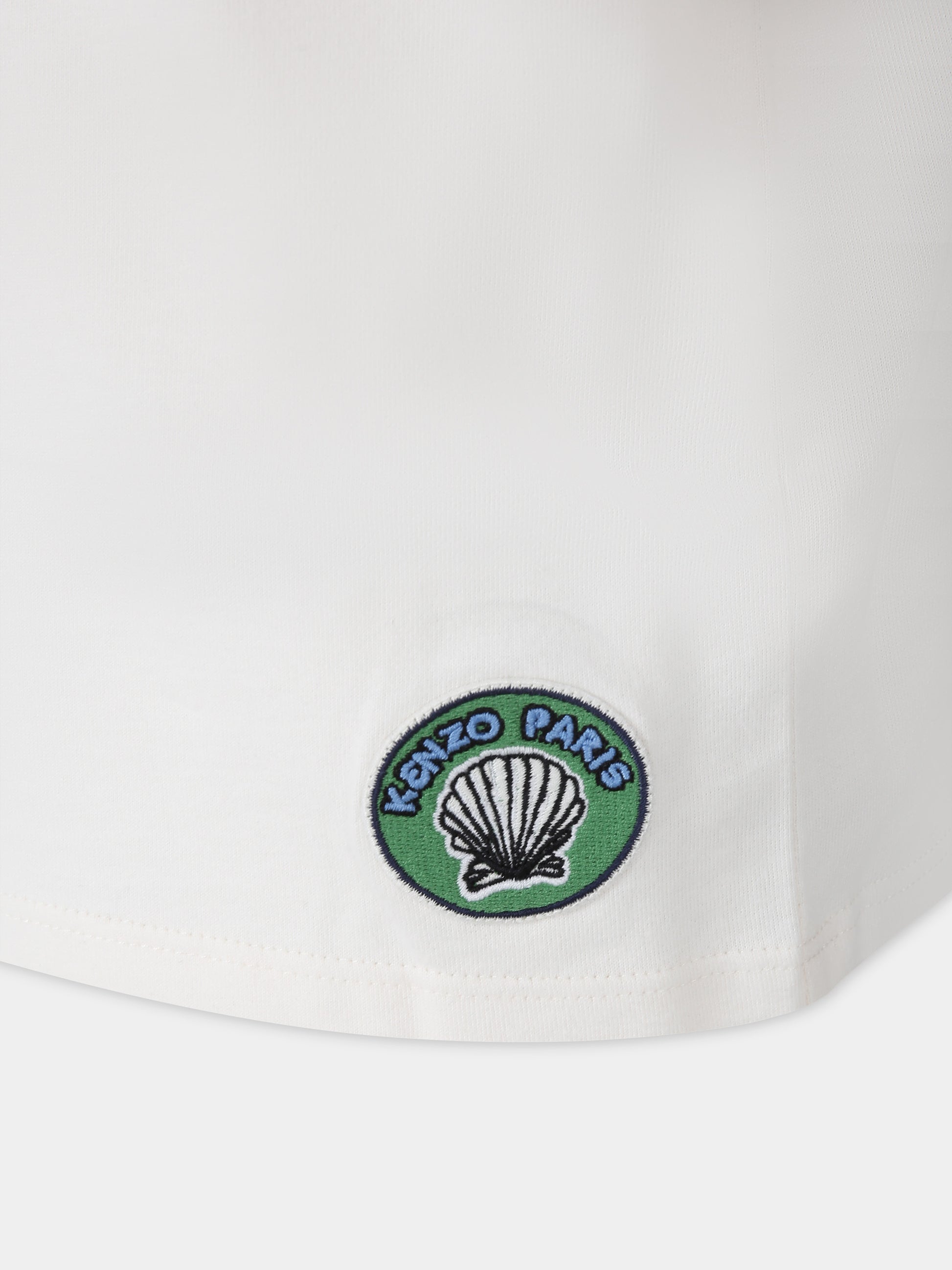 T-shirt avorio per bambino con patch logato,Kenzo Kids,K60267 121