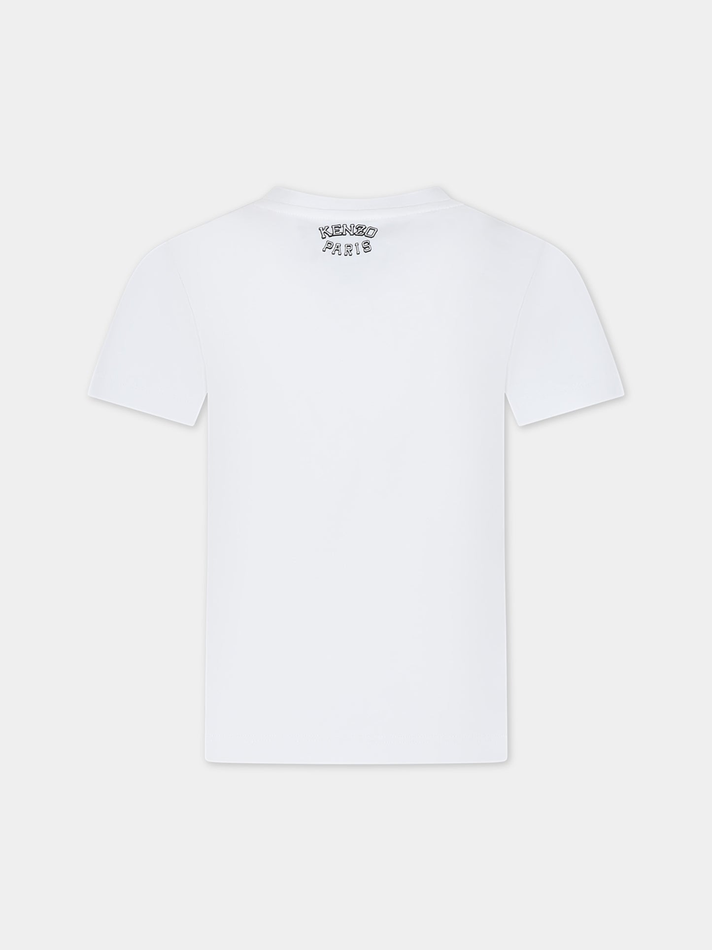 T-shirt avorio per bambina con iconica tigre e logo,Kenzo Kids,K60264 12P