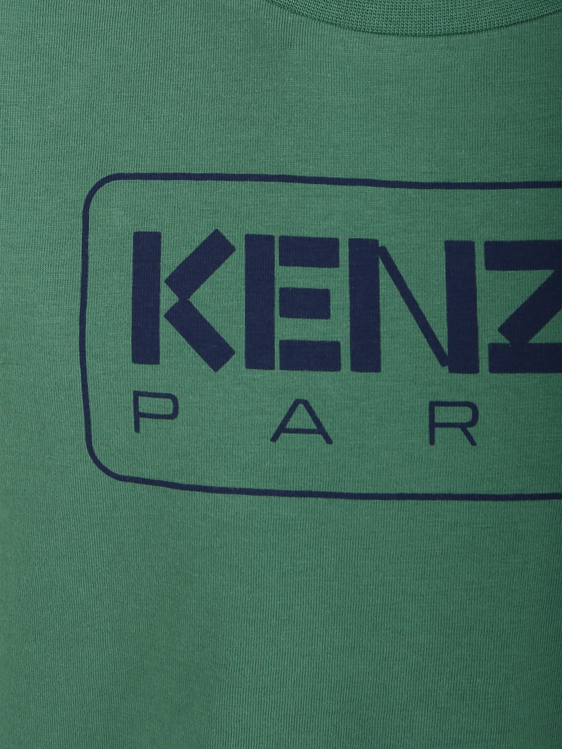 T-shirt verde per bambini con logo,Kenzo Kids,K60340 66F