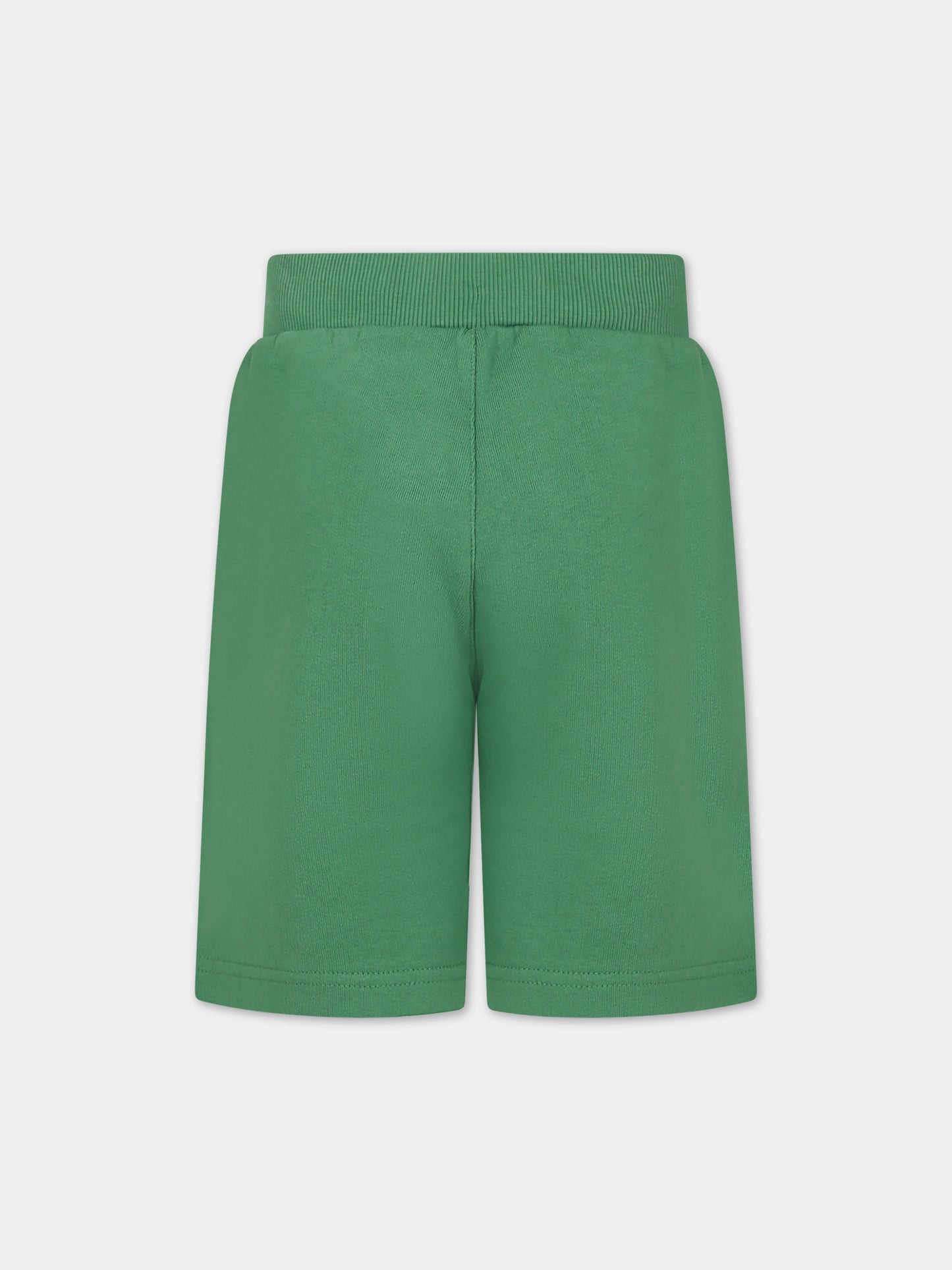 Shorts verdi per bambino con stampa logo,Kenzo Kids,K60305 66F