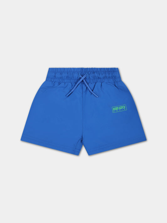 Boxer mare azzurro per neonato con logo,Kenzo Kids,K60132 878