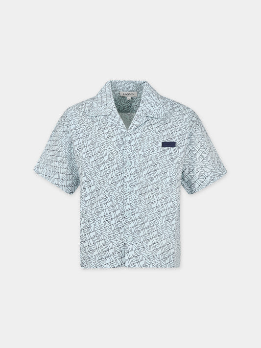 Camicia celeste per bambino logata,Lanvin Petite,N30063 73B