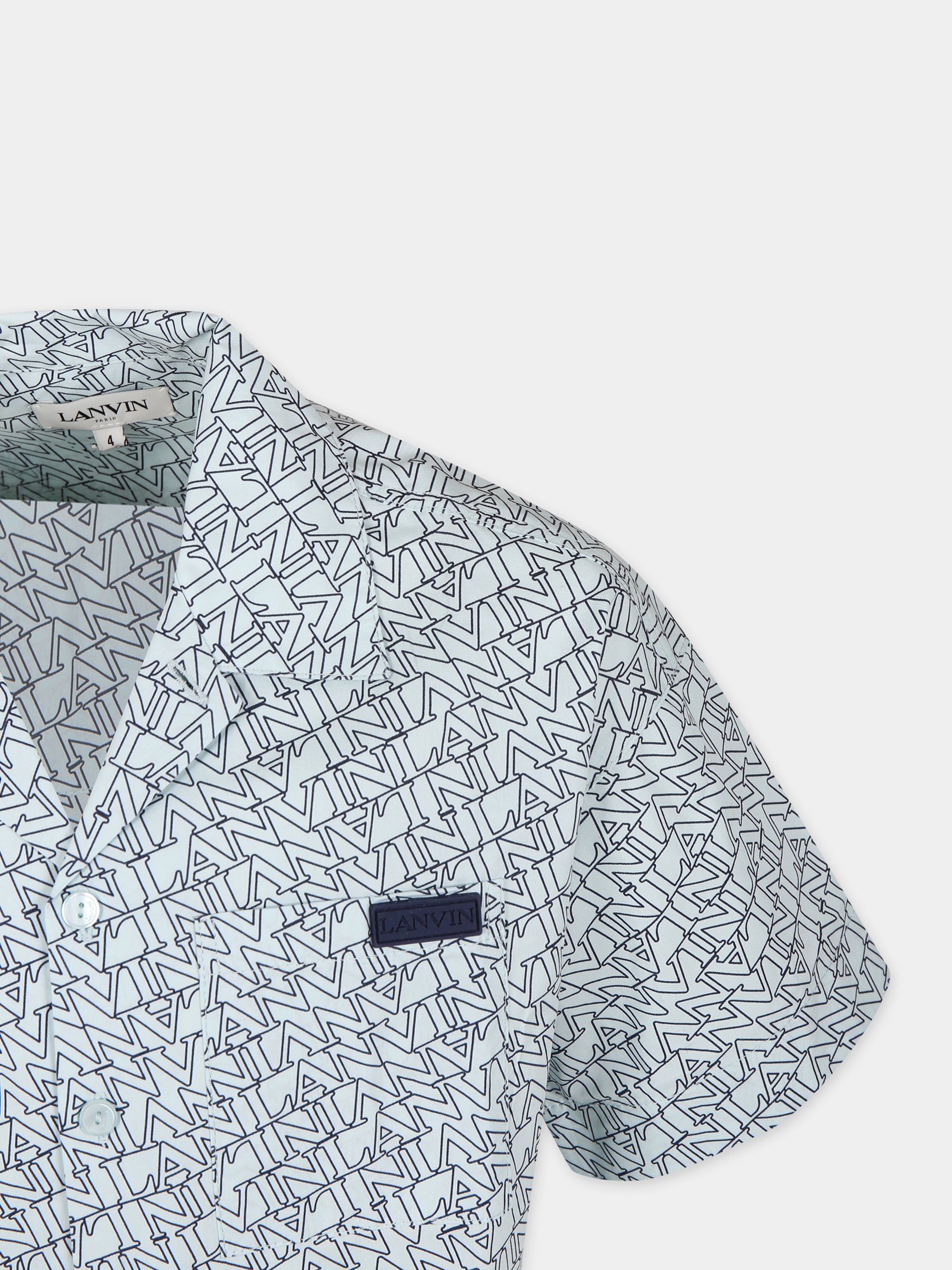 Camicia celeste per bambino logata,Lanvin Petite,N30063 73B