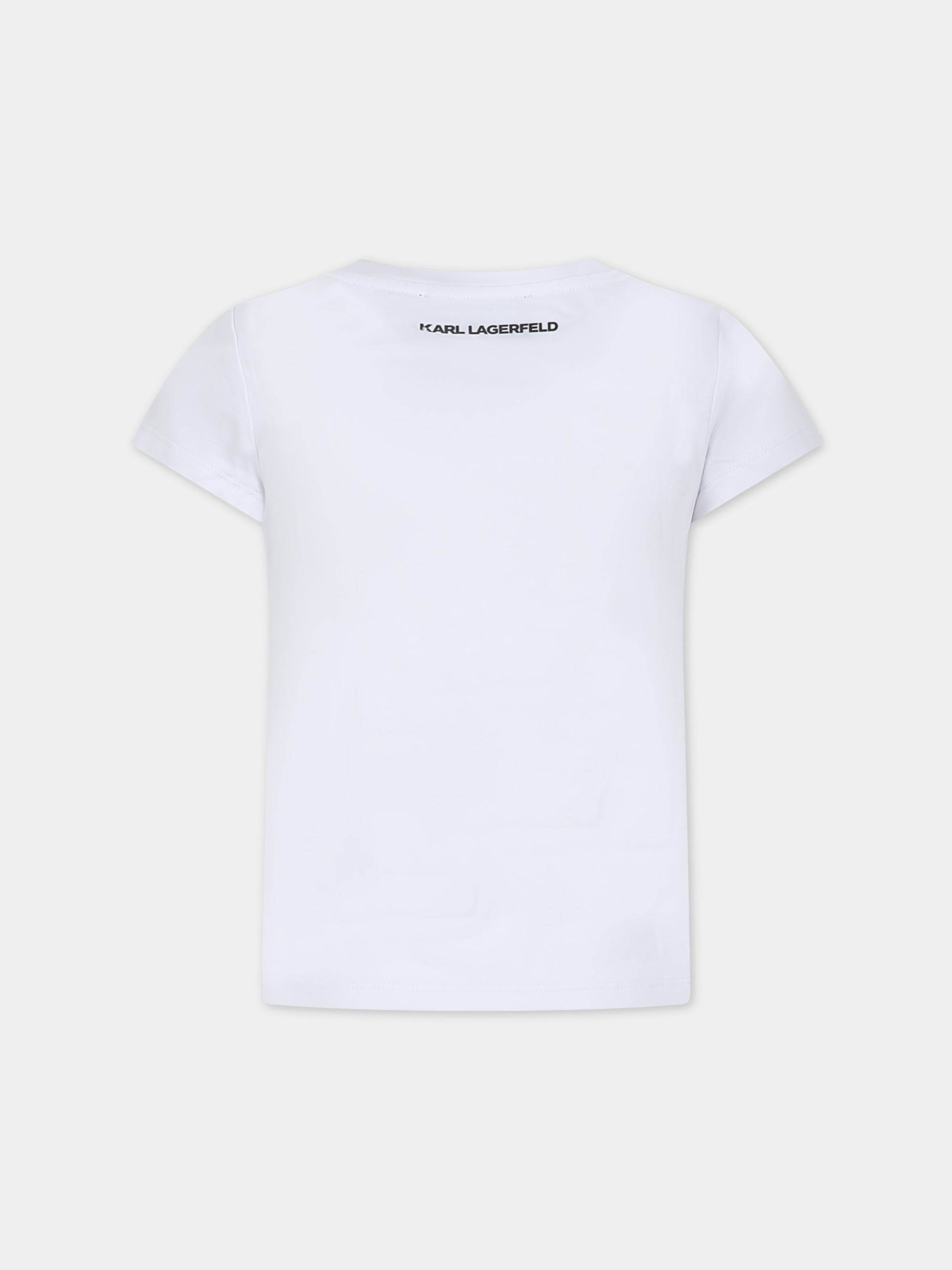 T-shirt bianca per bambina con logo,Karl Lagerfeld Kids,Z30107 10P