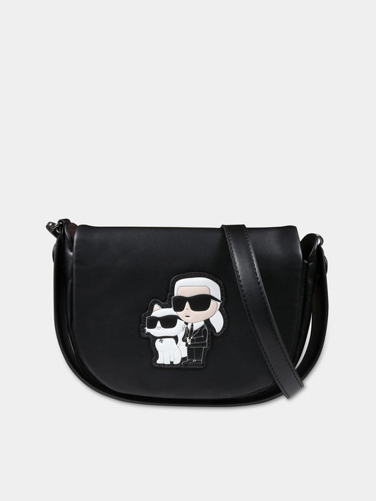 Borsa nera per bambina con Karl e Choupette,Karl Lagerfeld Kids,Z30149 09B