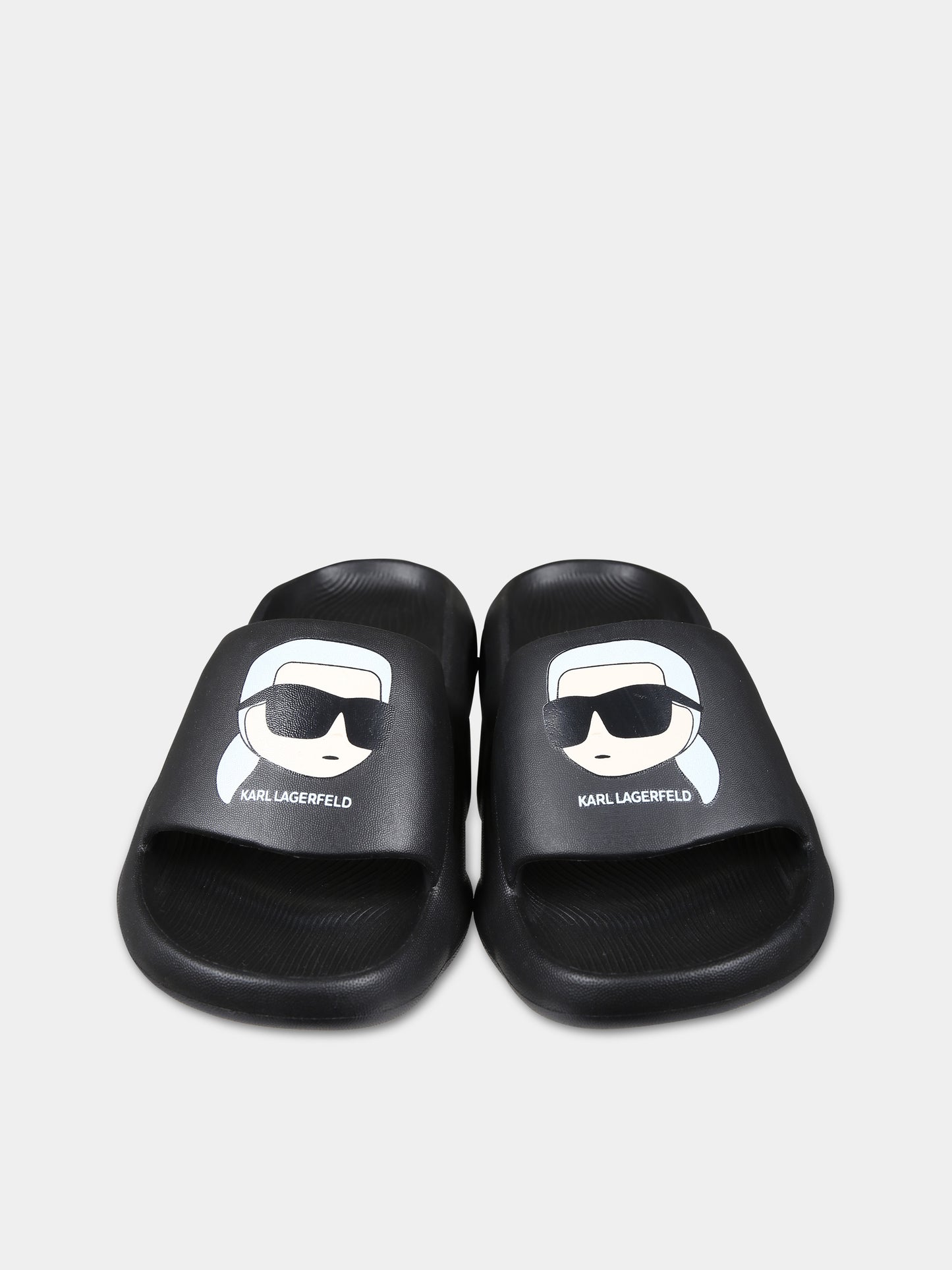 Ciabatte nere per bambini con logo e Karl,Karl Lagerfeld Kids,Z30018 09B