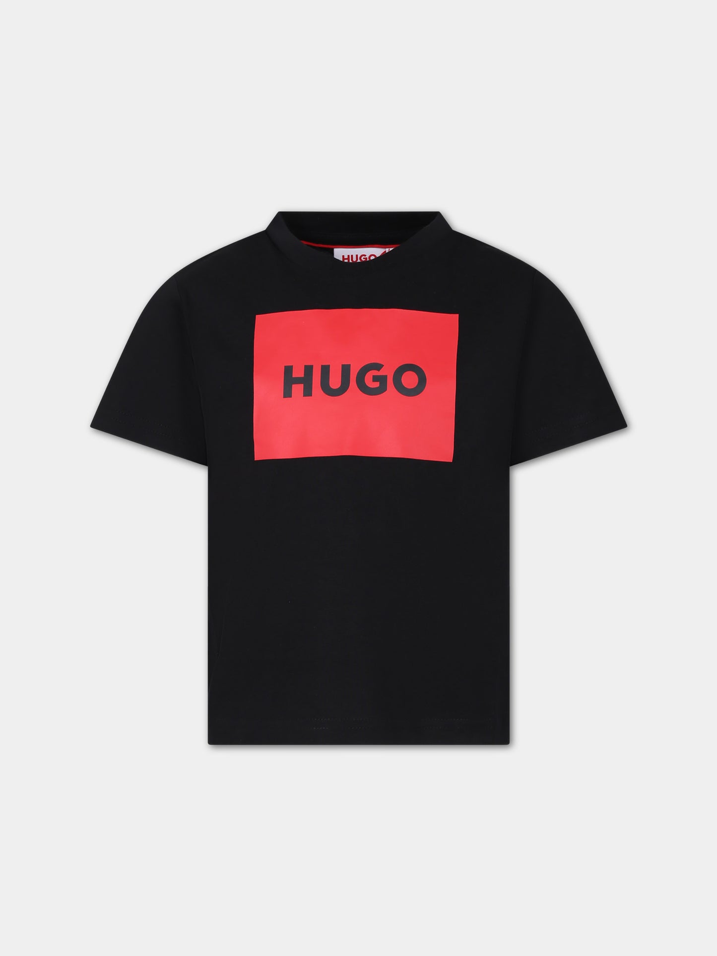 T-shirt nera per bambino con logo,Hugo,G00006 09B