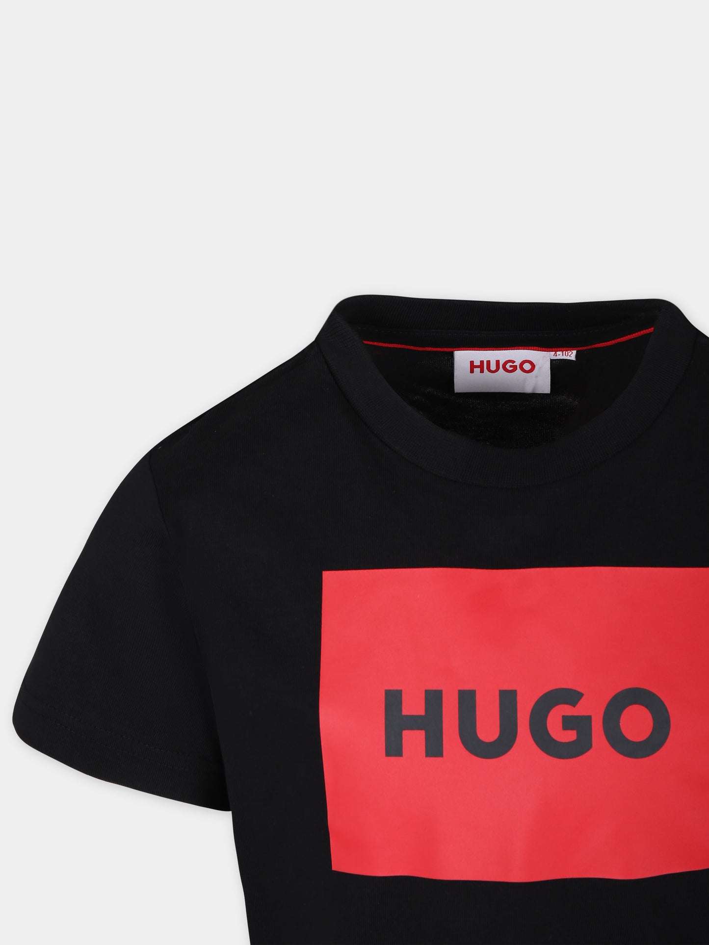 T-shirt nera per bambino con logo,Hugo,G00006 09B