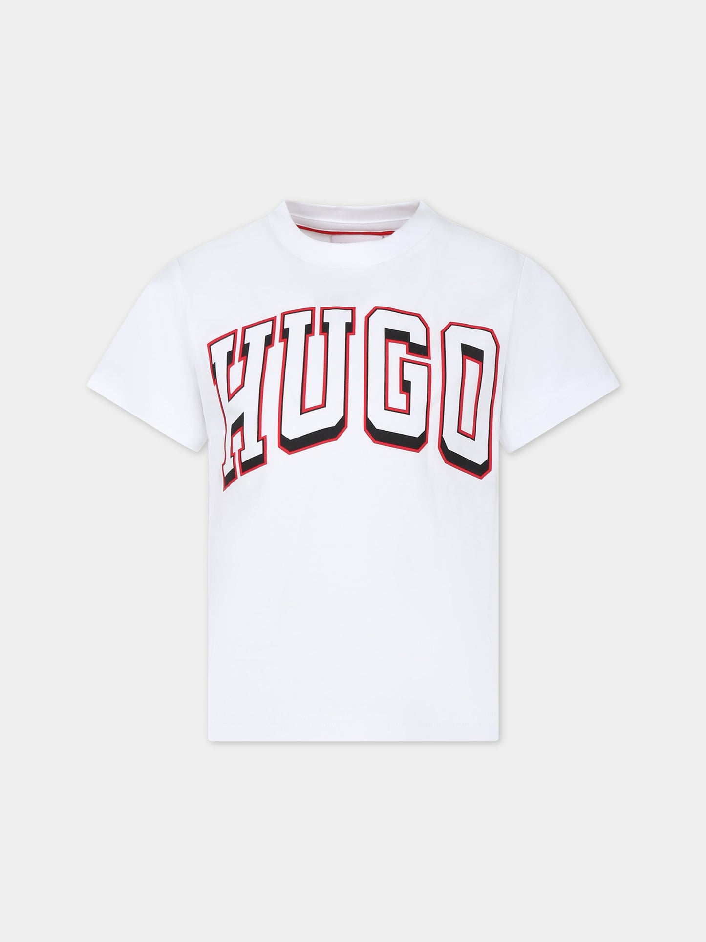 T-shirt bianca per bambino con logo,Hugo,G00142 10P