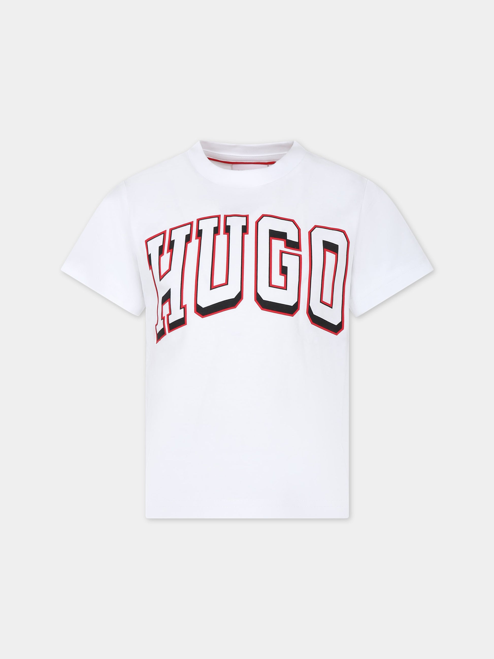 T-shirt bianca per bambino con logo,Hugo,G00142 10P