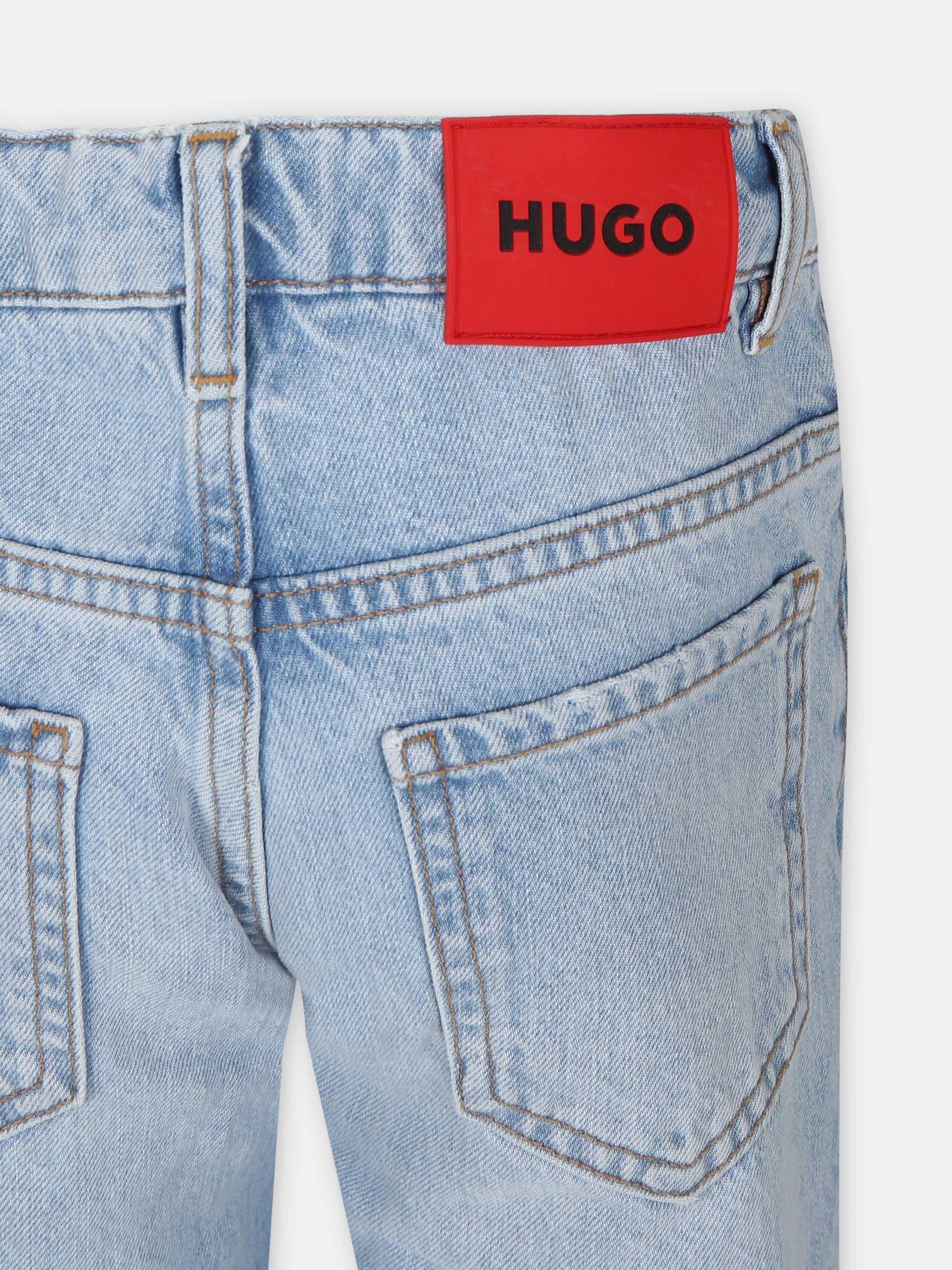 Jeans in denim per bambino con logo,Hugo,G00052 Z74