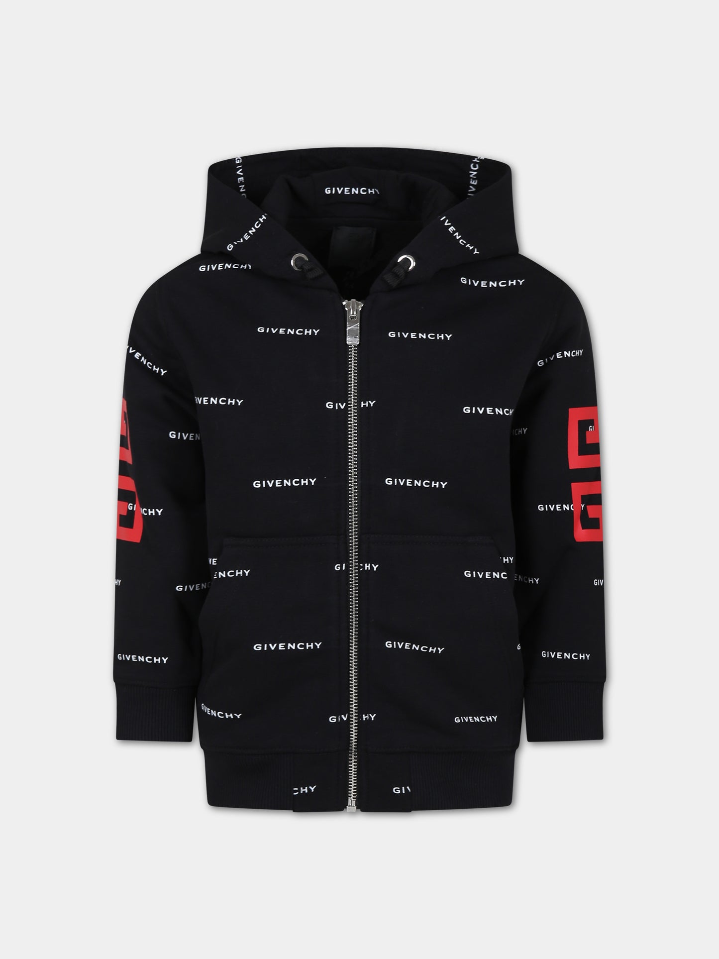 Felpa con cappuccio nera per bambino con logo,Givenchy Kids,H30109 M41
