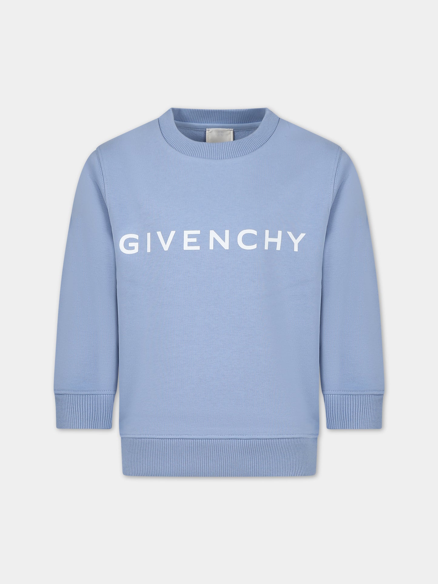 Felpa celeste per bambino con logo,Givenchy Kids,H30147 790