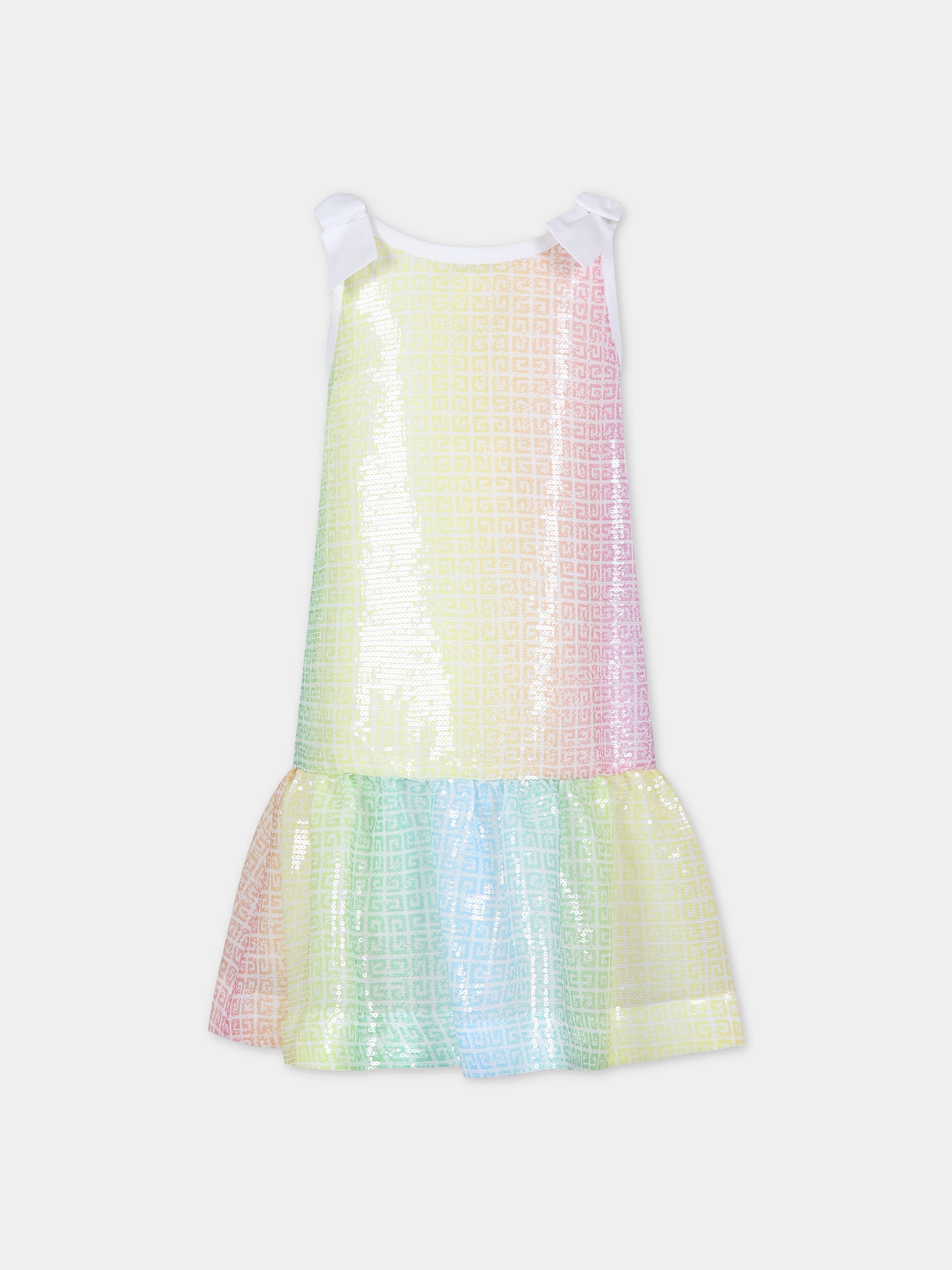 Vestito elegante multicolor per bambina con logo,Givenchy Kids,H30055 Z40