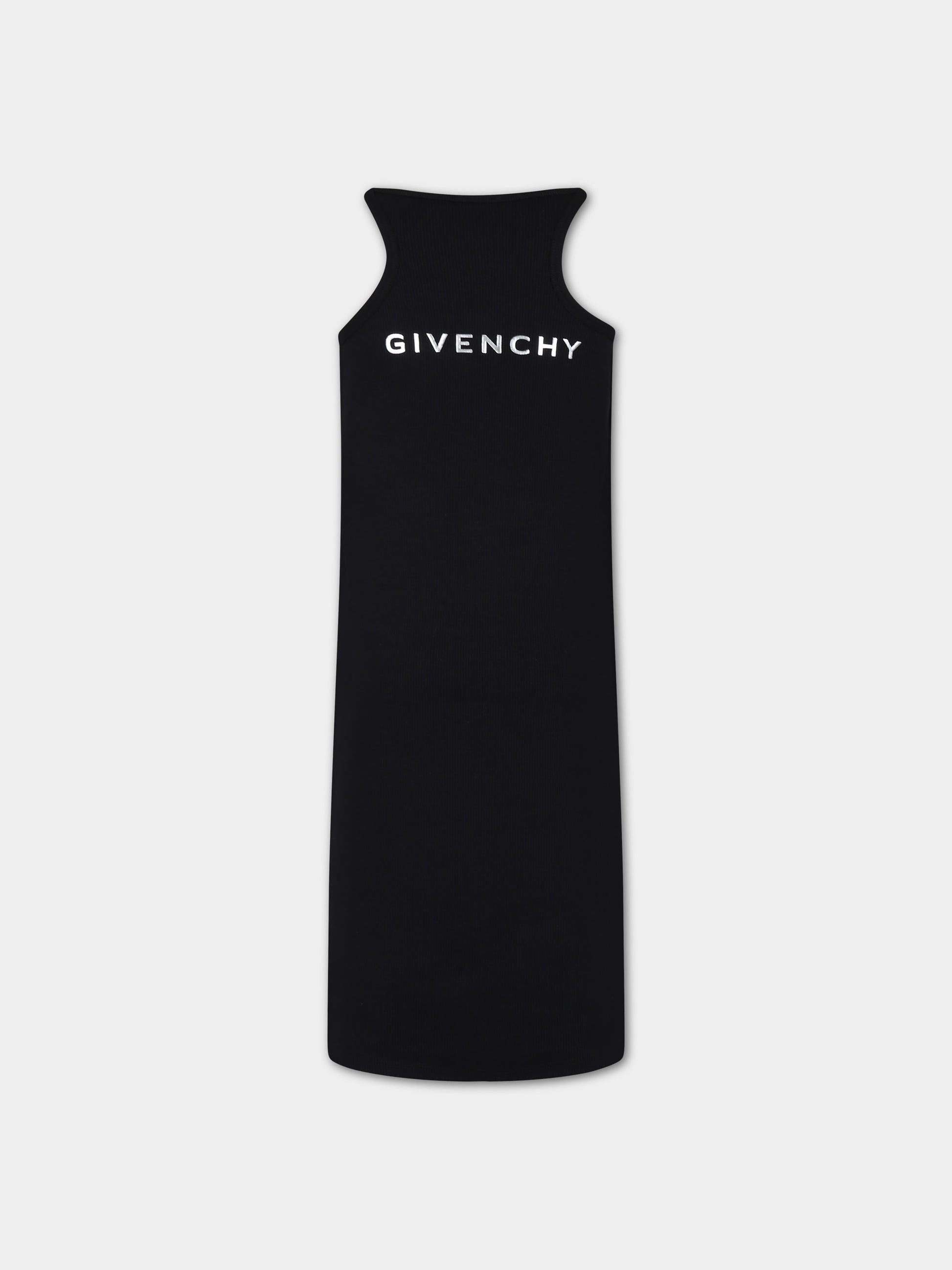 Vestito nero per bambina con logo in metallo,Givenchy Kids,H30278 09B