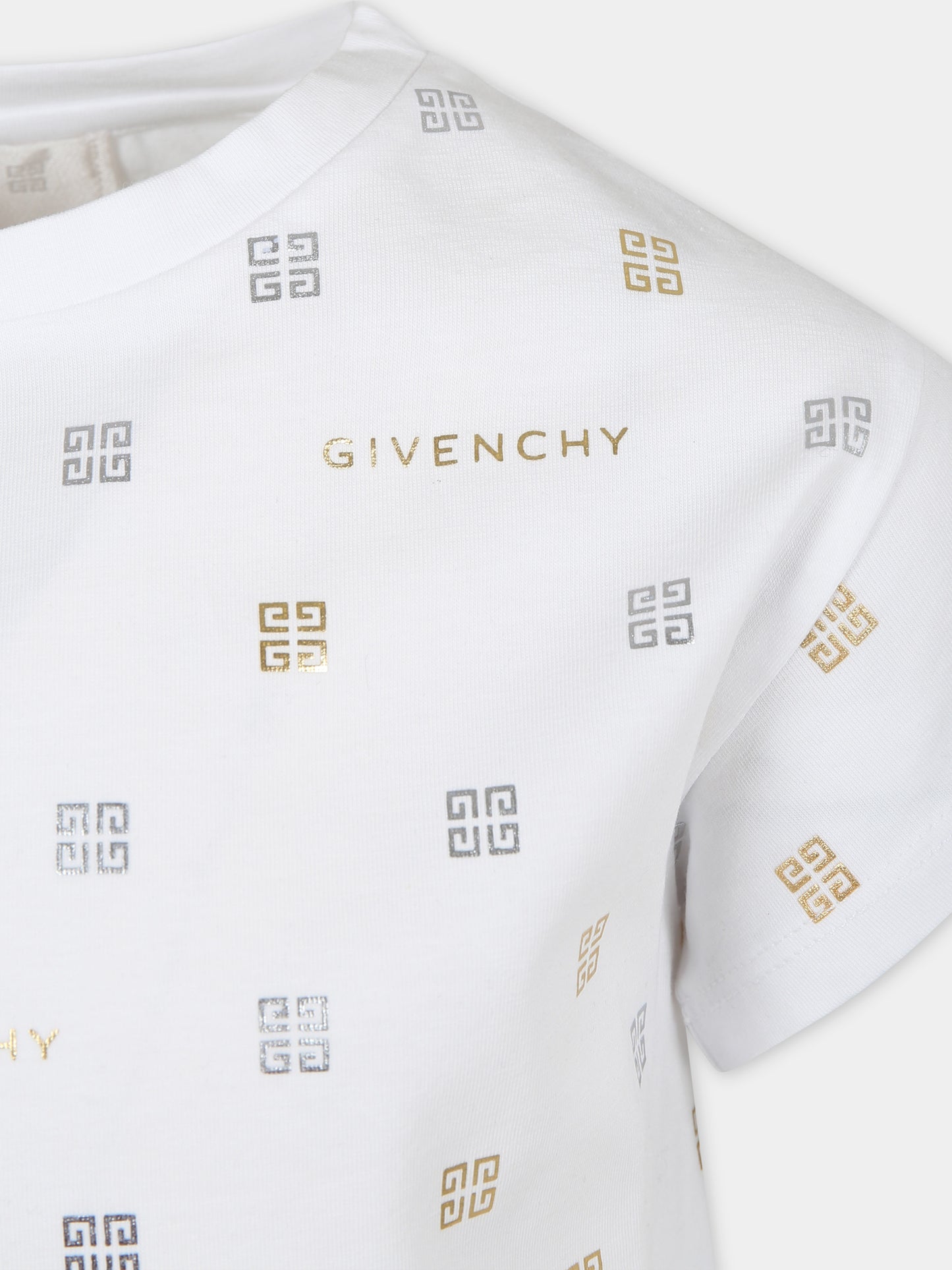 T-shirt bianca per bambina con motivo 4G all-over,Givenchy Kids,H30076 10P