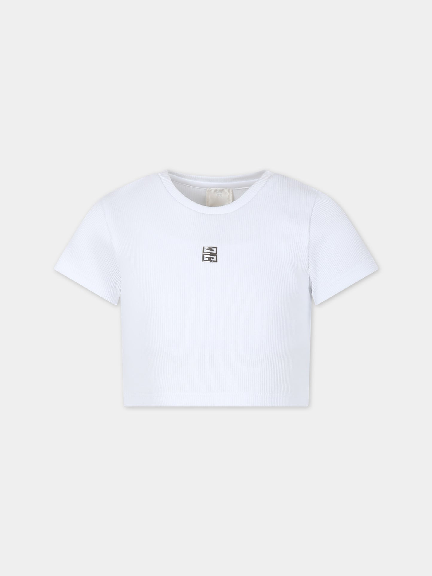 T-shirt bianca per bambina con motivo 4G,Givenchy Kids,H30082 10P