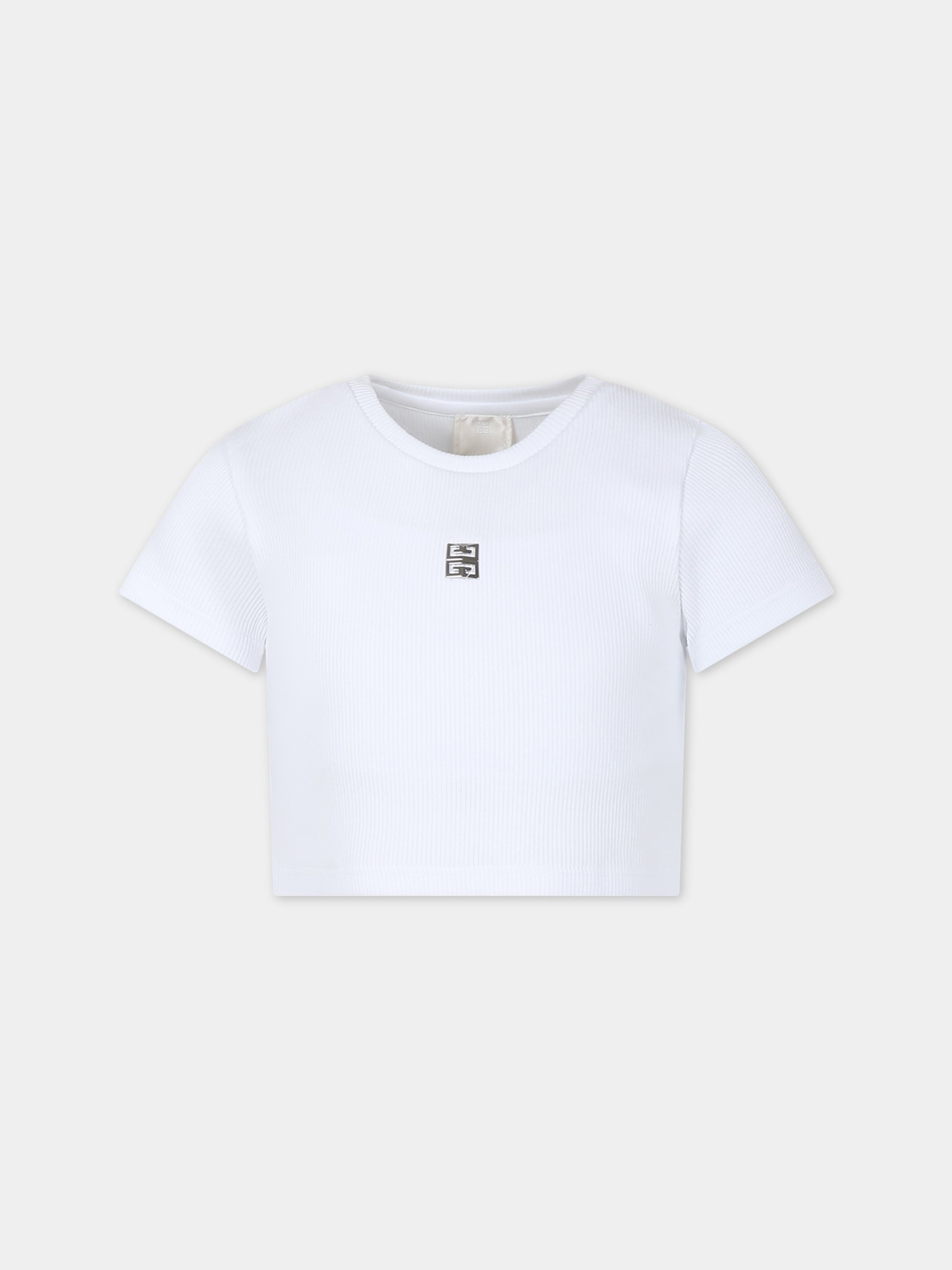 T-shirt bianca per bambina con motivo 4G,Givenchy Kids,H30082 10P