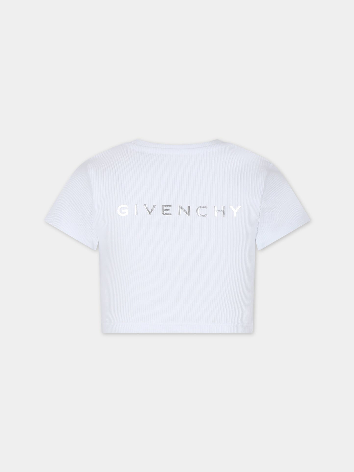 T-shirt bianca per bambina con motivo 4G,Givenchy Kids,H30082 10P