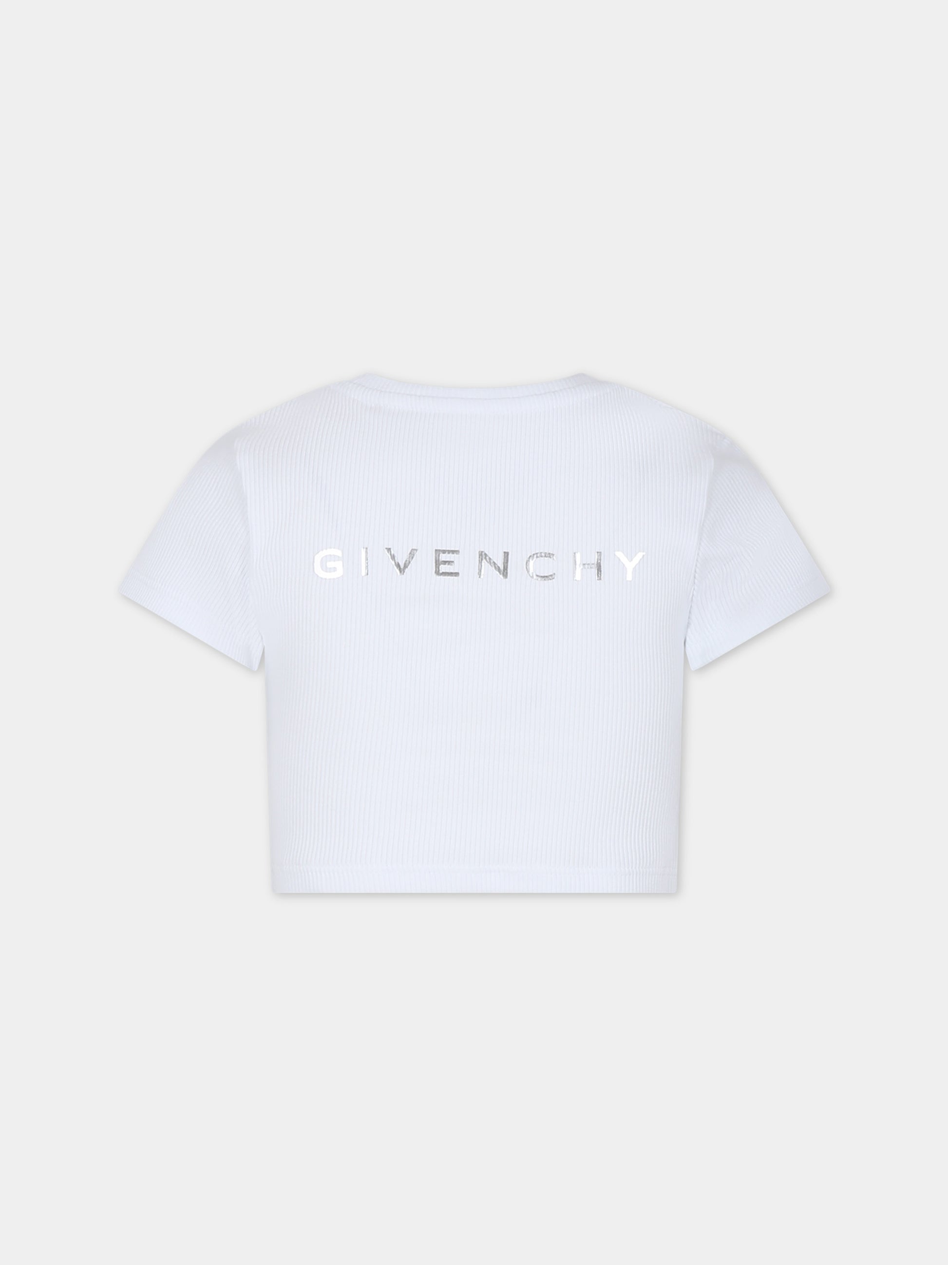 T-shirt bianca per bambina con motivo 4G,Givenchy Kids,H30082 10P