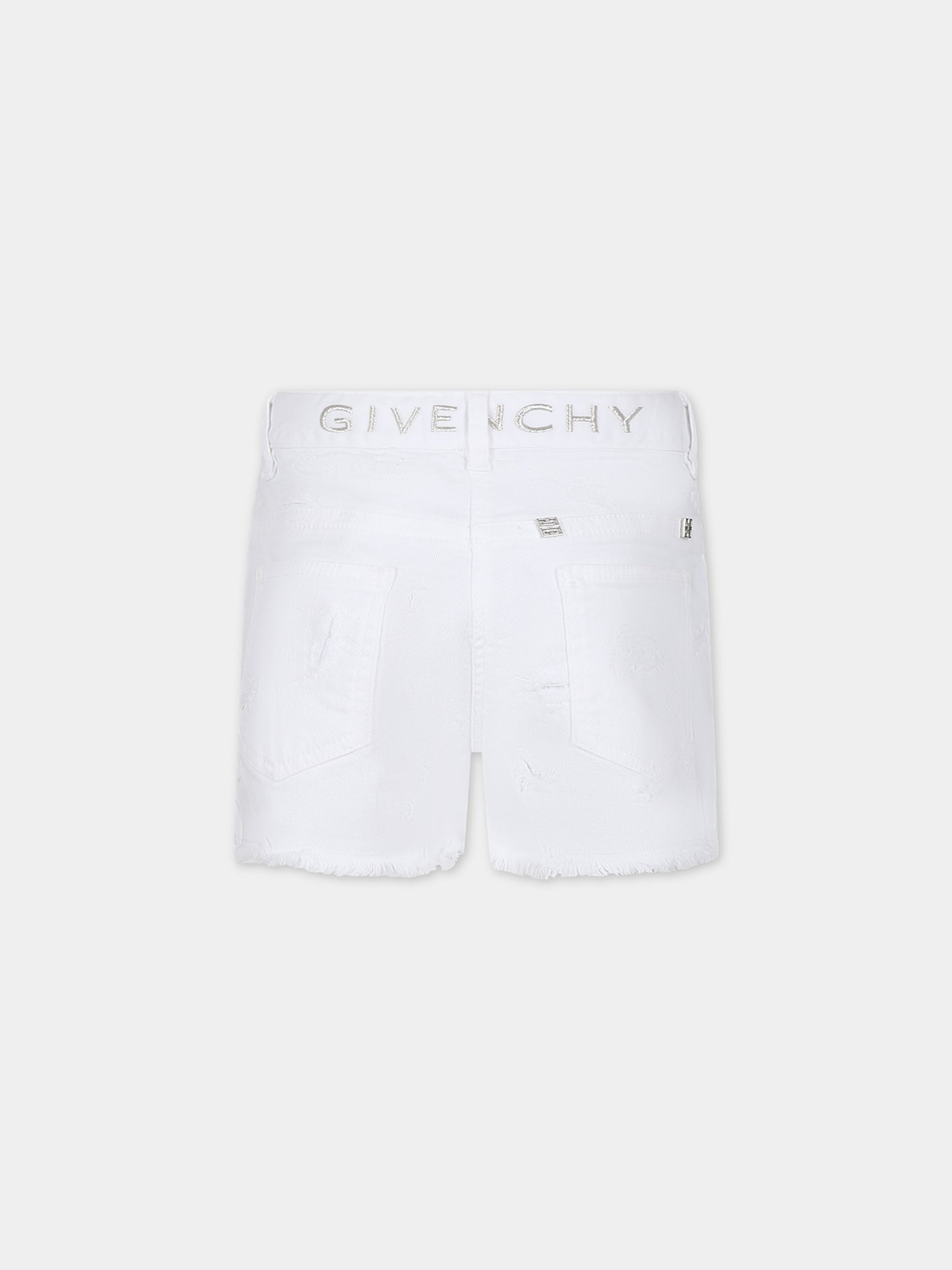 Shorts bianchi per bambina con logo,Givenchy Kids,H30064 10P