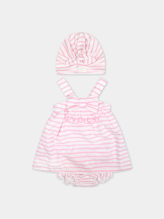 Vestito rosa per neonata con righe,Givenchy Kids,H30232 465