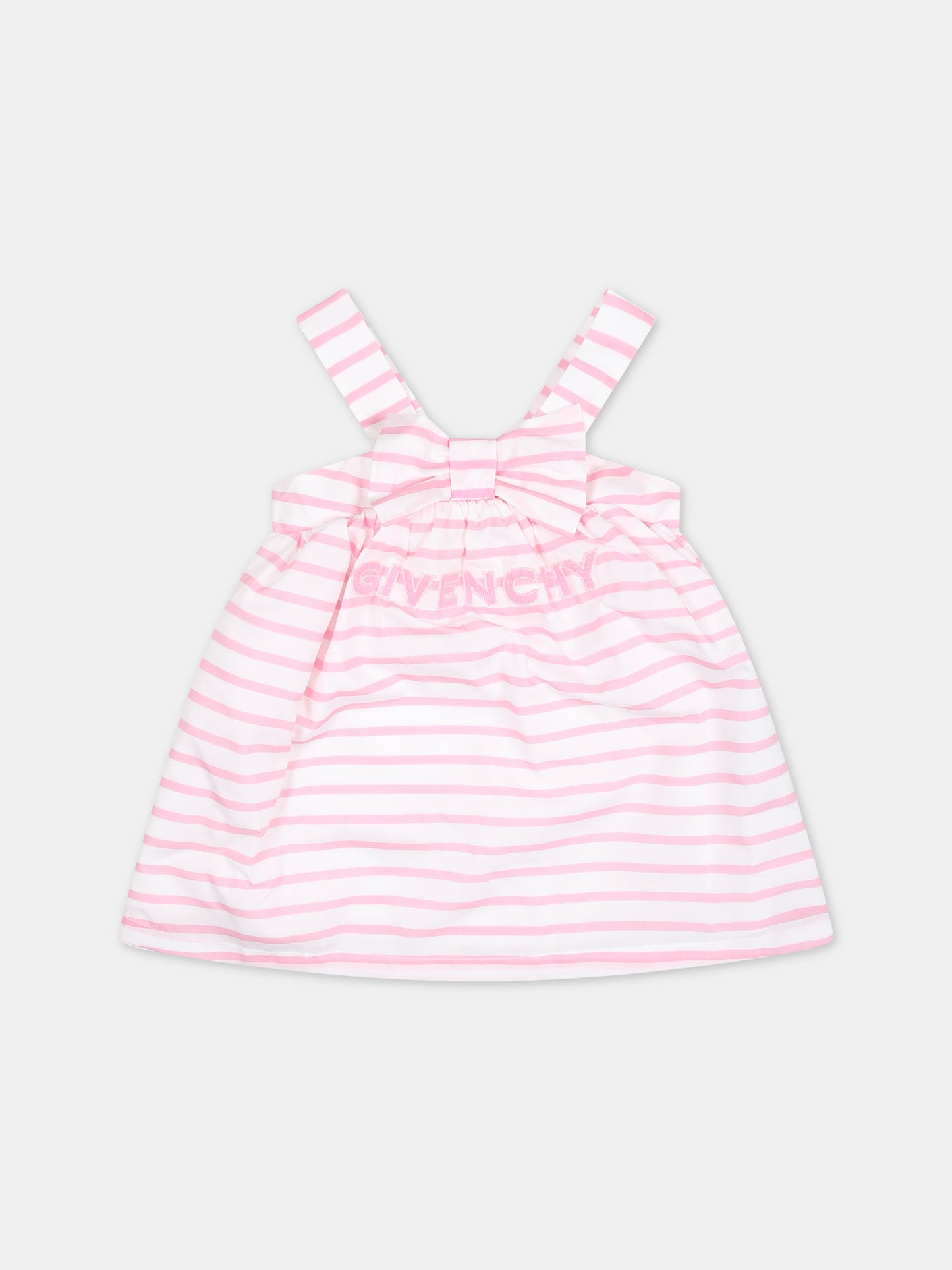 Vestito rosa per neonata con righe,Givenchy Kids,H30232 465