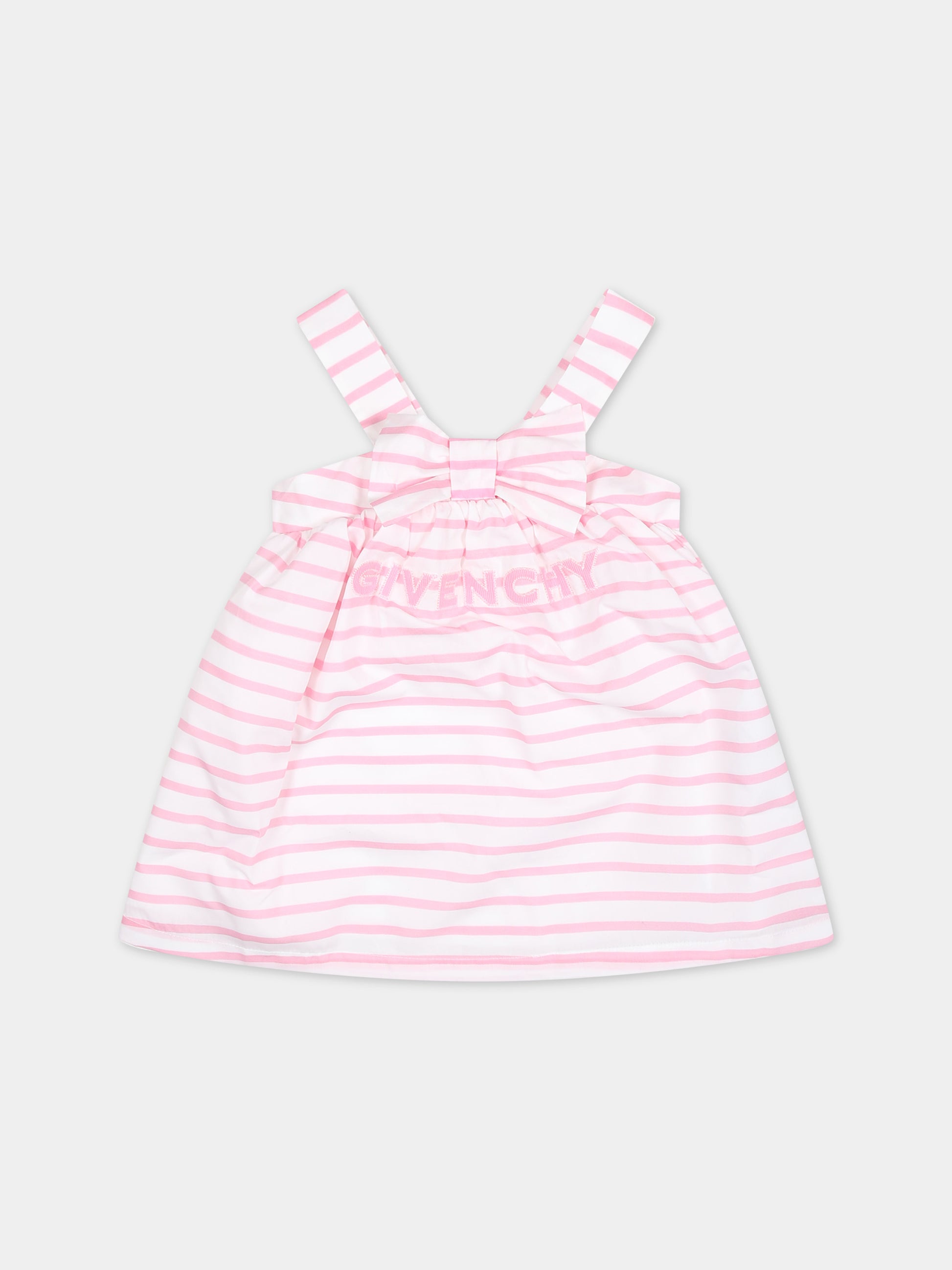 Vestito rosa per neonata con righe,Givenchy Kids,H30232 465