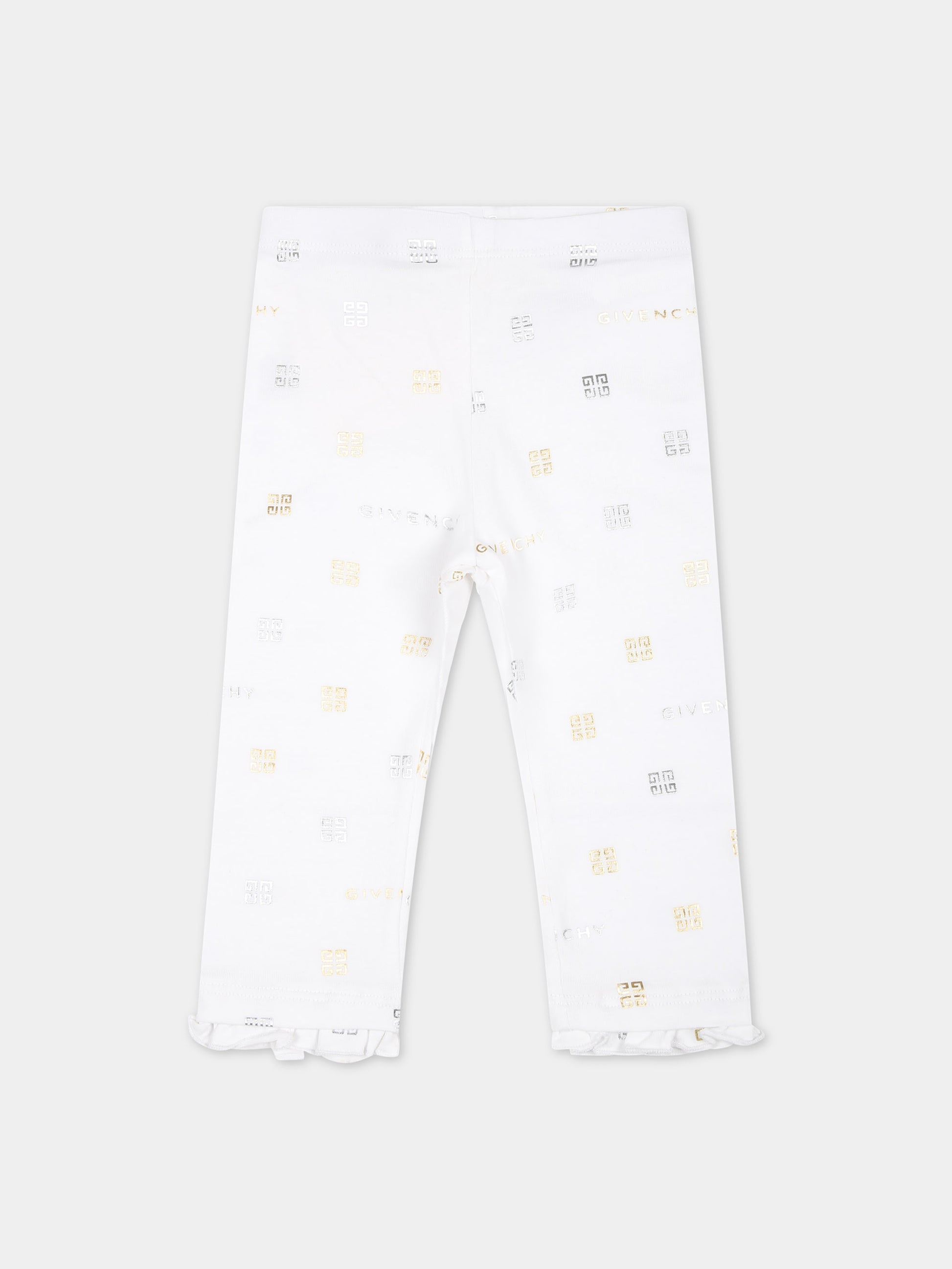 Leggings bianchi per neonata con logo e motivo 4G,Givenchy Kids,H30189 10P