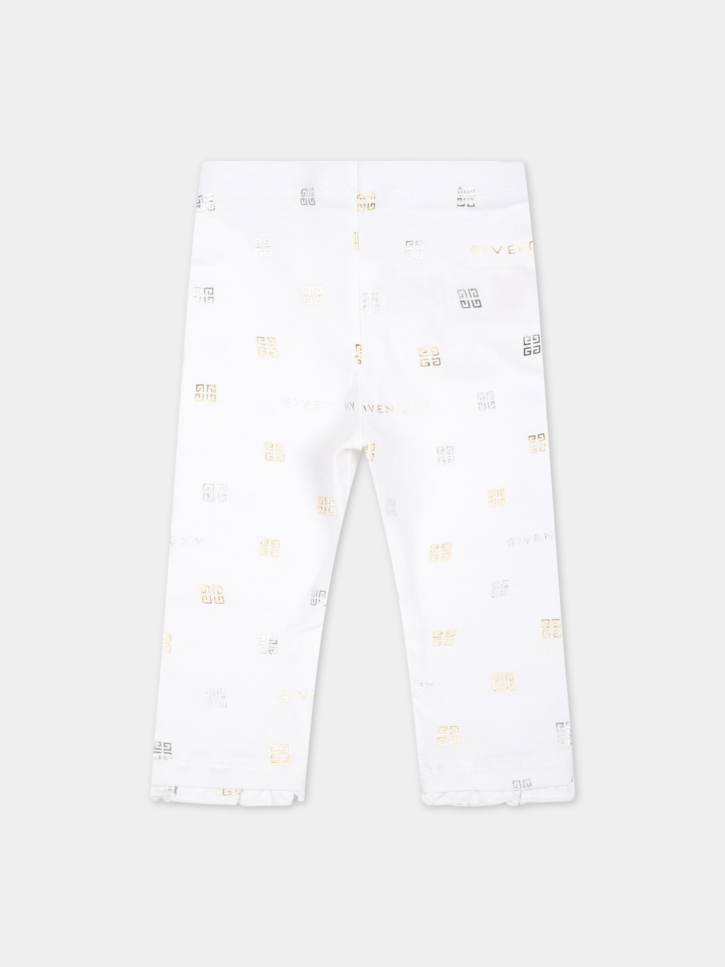 Leggings bianchi per neonata con logo e motivo 4G,Givenchy Kids,H30189 10P