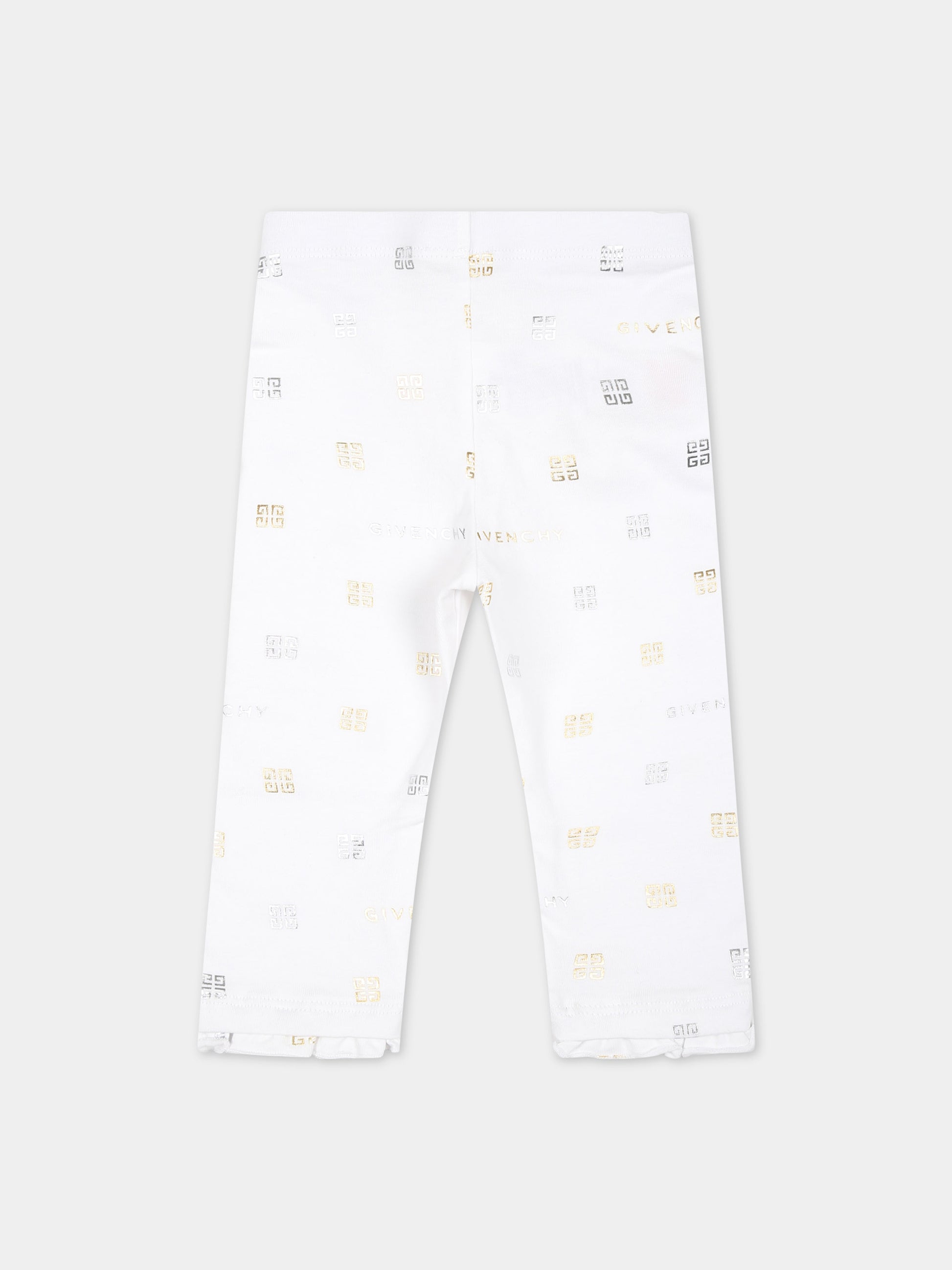 Leggings bianchi per neonata con logo e motivo 4G,Givenchy Kids,H30189 10P