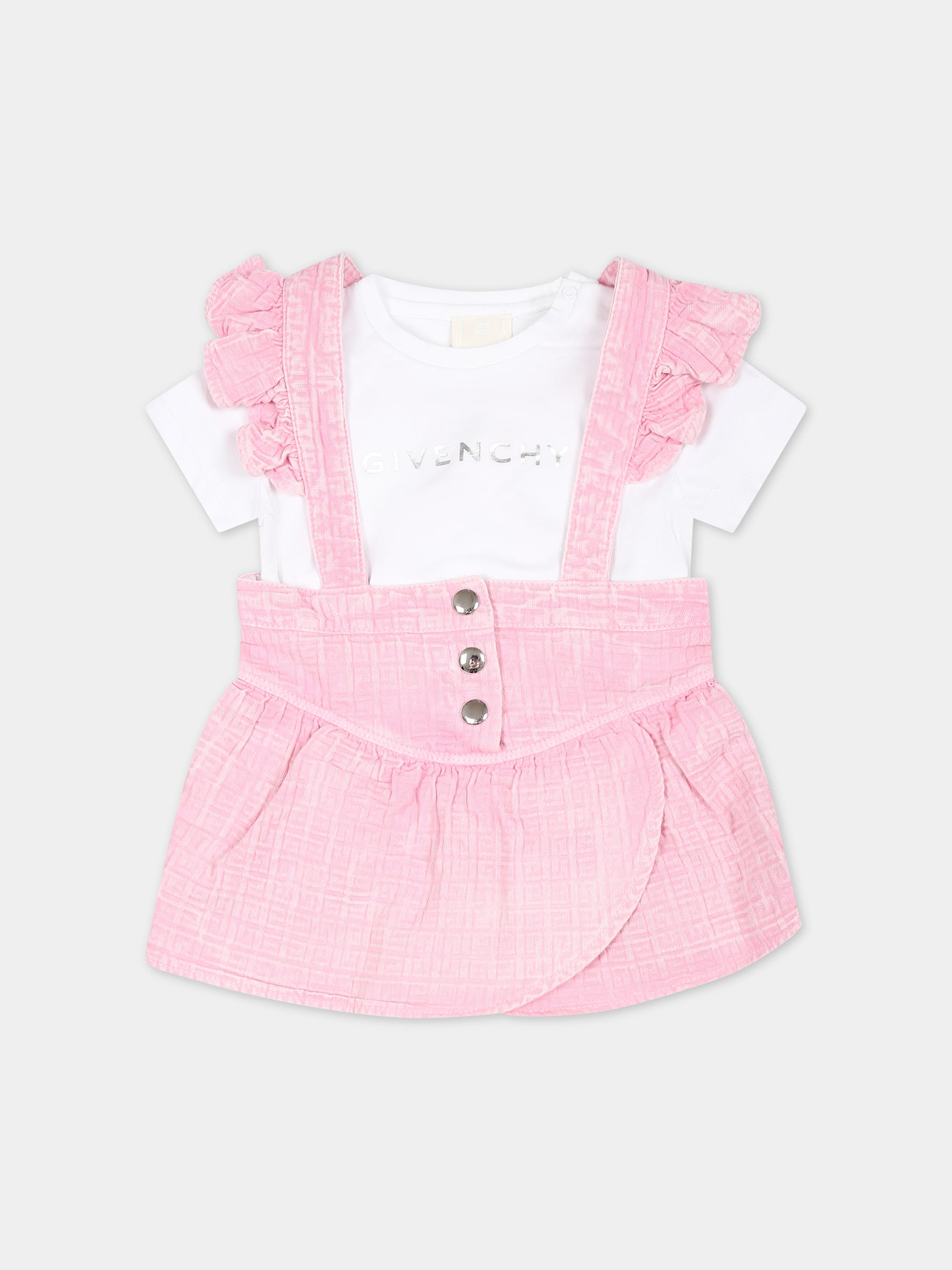 Completo rosa per neonata con logo,Givenchy Kids,H30184 465