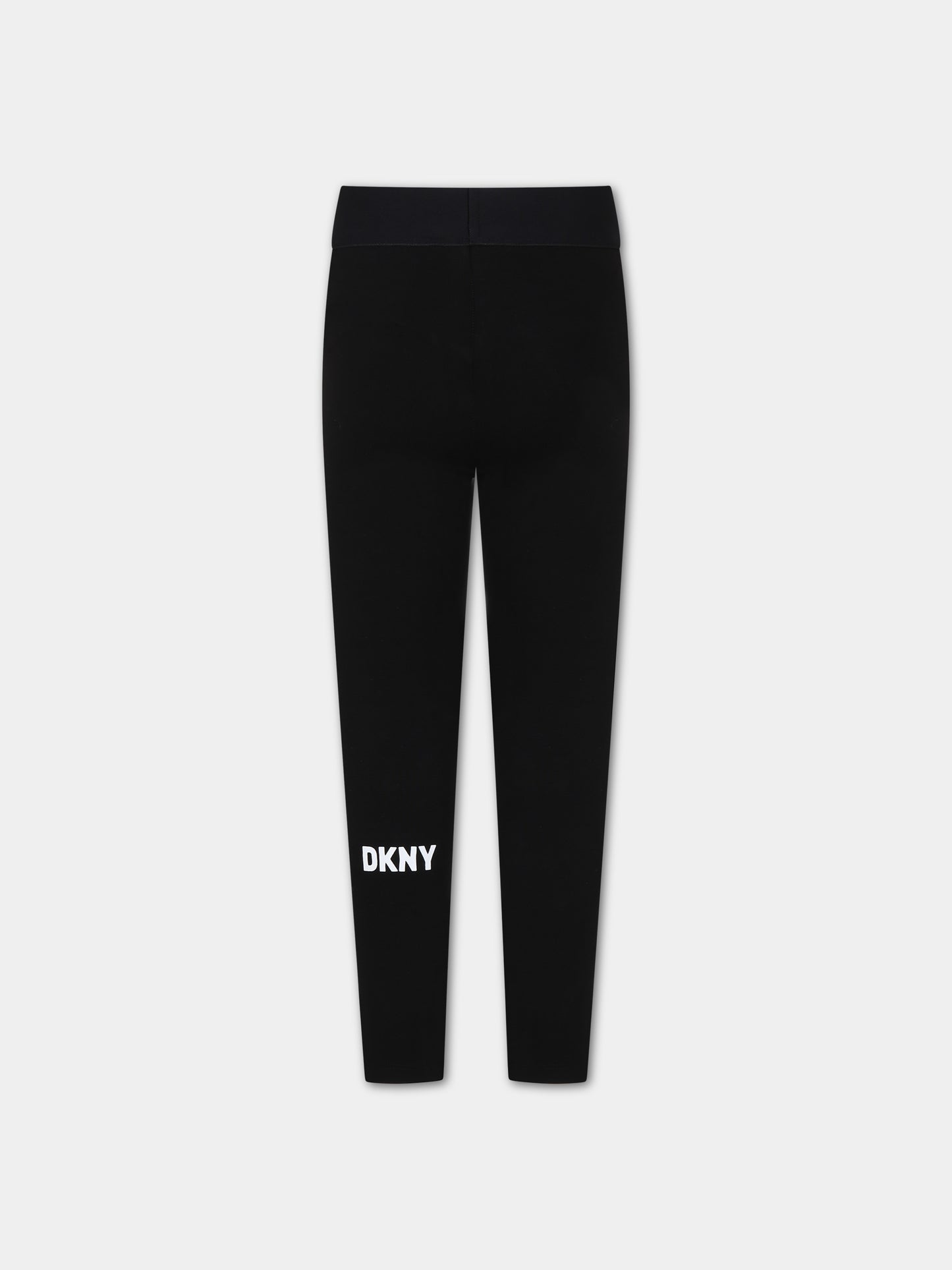 Leggings nero per bambina con logo,Dkny,D60058 09B