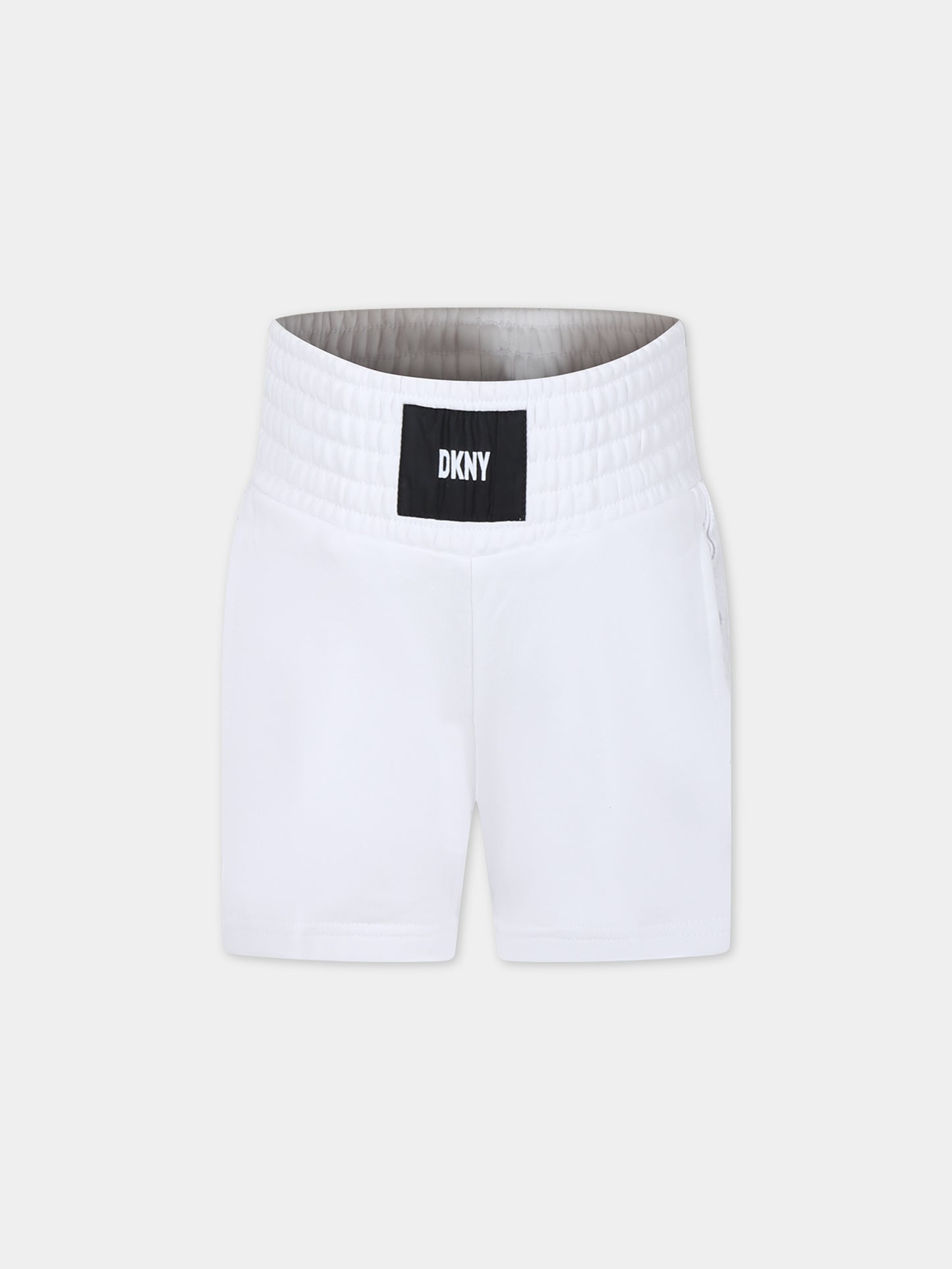 Shorts casual bianco per bambina con logo,Dkny,D60070 10P